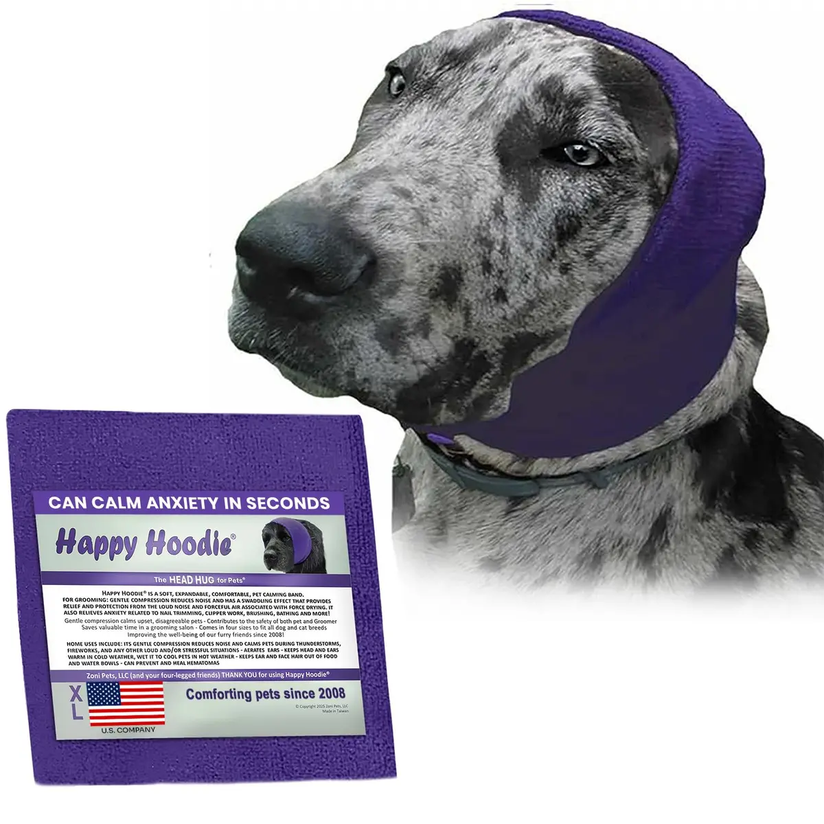ZONI PETS Happy Hoodie The Original Dog & Cat Calming Band for Noise & Anxiety Relief | Stress-Relief for Grooming & Loud Noises - main product image