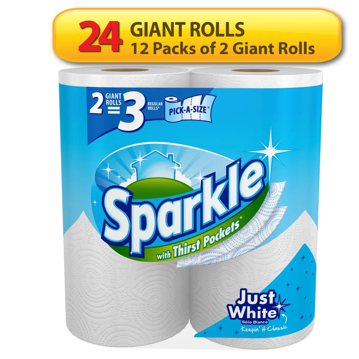 Sparkle Pick-A-Size Paper Towels, 24 Triple Rolls (3960 Sheets) | Strong & Absorbent for Everyday Cleaning - view 3