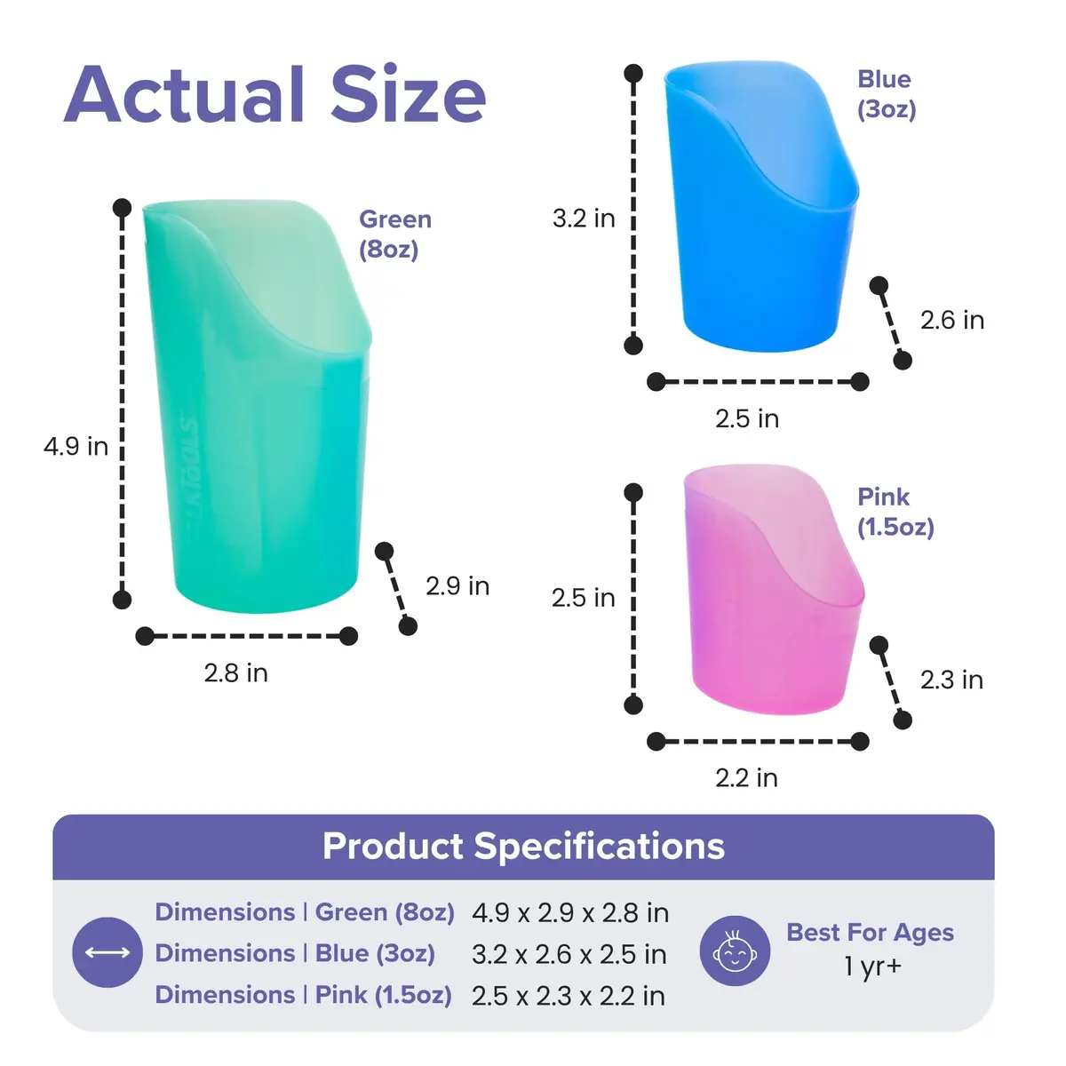 TalkTools Cut-Out Nosey Cups (3 Sizes, 3 Colors) | Therapy Training Cups for Stable Drinking & Motor Support - view 4