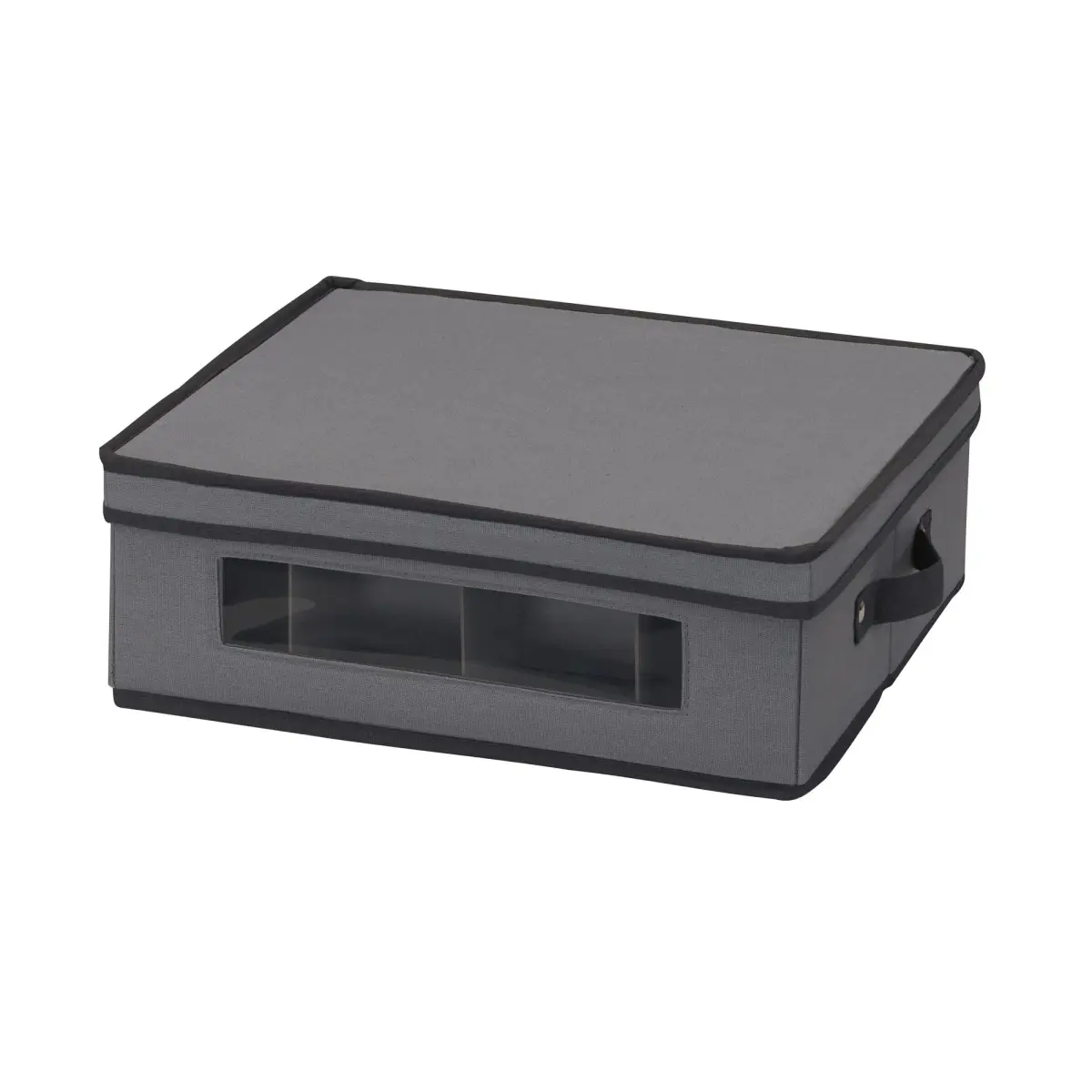 Household Essentials Gray Storage Box with Window & 12 Compartments | 37cm L x 43cm H x 5cm W - main product image