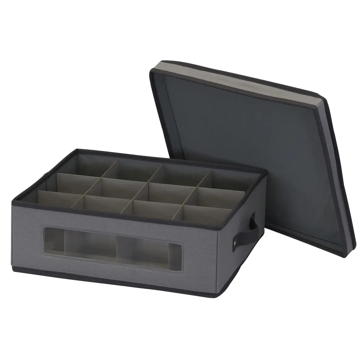 Household Essentials Gray Storage Box with Window & 12 Compartments | 37cm L x 43cm H x 5cm W - view 4