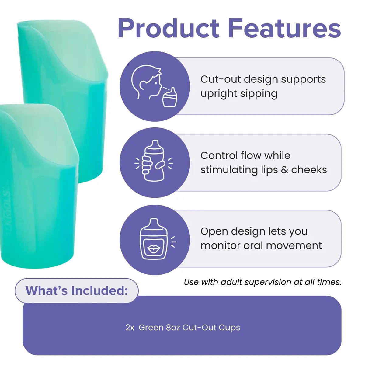 TalkTools Cut-Out Nosey Cups 240ml (8 Fl Oz) 2-Pack | Therapy Training Cups for Motor and Coordination Support - view 3