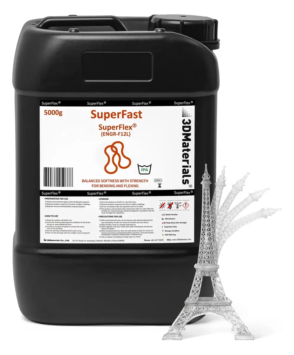 3DMaterials SuperFlex Flexible Rubber Resin 5000g (11 lb) | ISO 10993-5 Tested for 3D Printing - main product image