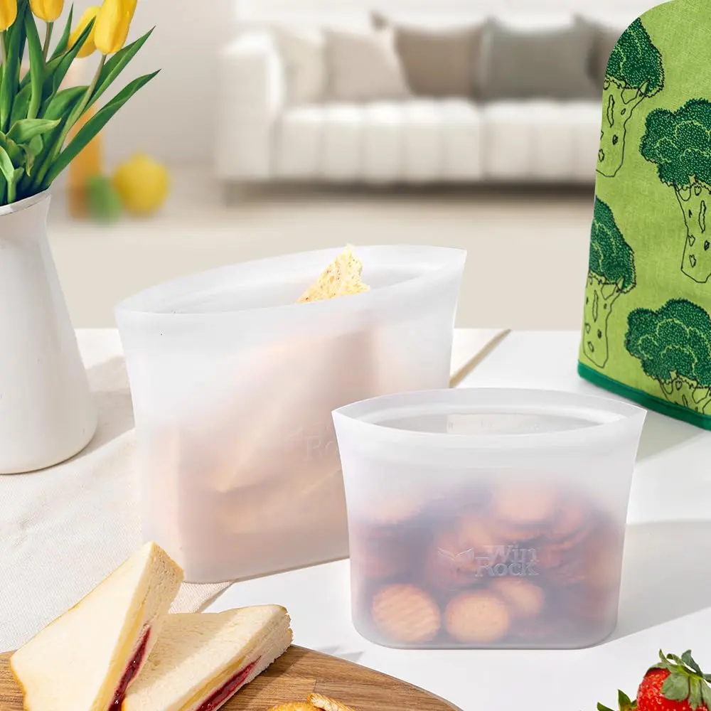 Winrock Reusable Silicone Food Storage Bags 3 Pack | Microwave & Dishwasher Safe, BPA Free, Stand Up Zip Containers (51oz, 34oz, 17oz) - view 5