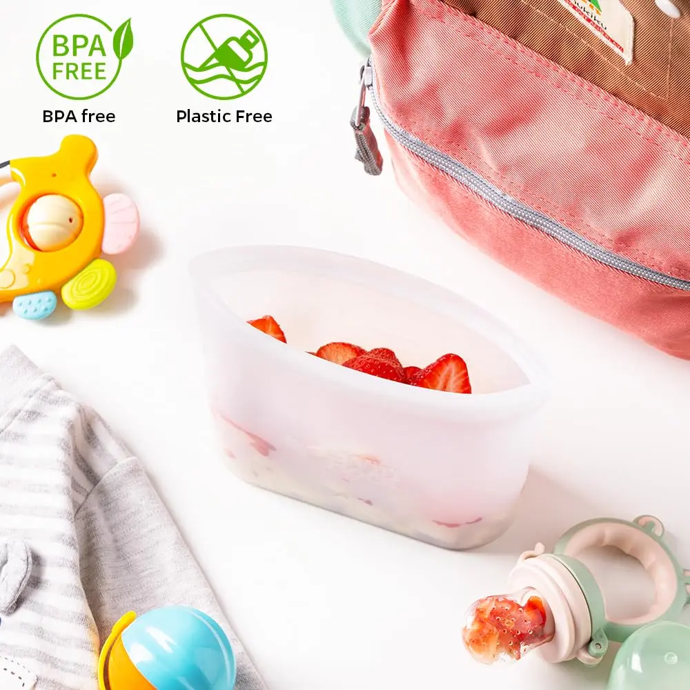 Winrock Reusable Silicone Food Storage Bags 3 Pack | Microwave & Dishwasher Safe, BPA Free, Stand Up Zip Containers (51oz, 34oz, 17oz) - view 3