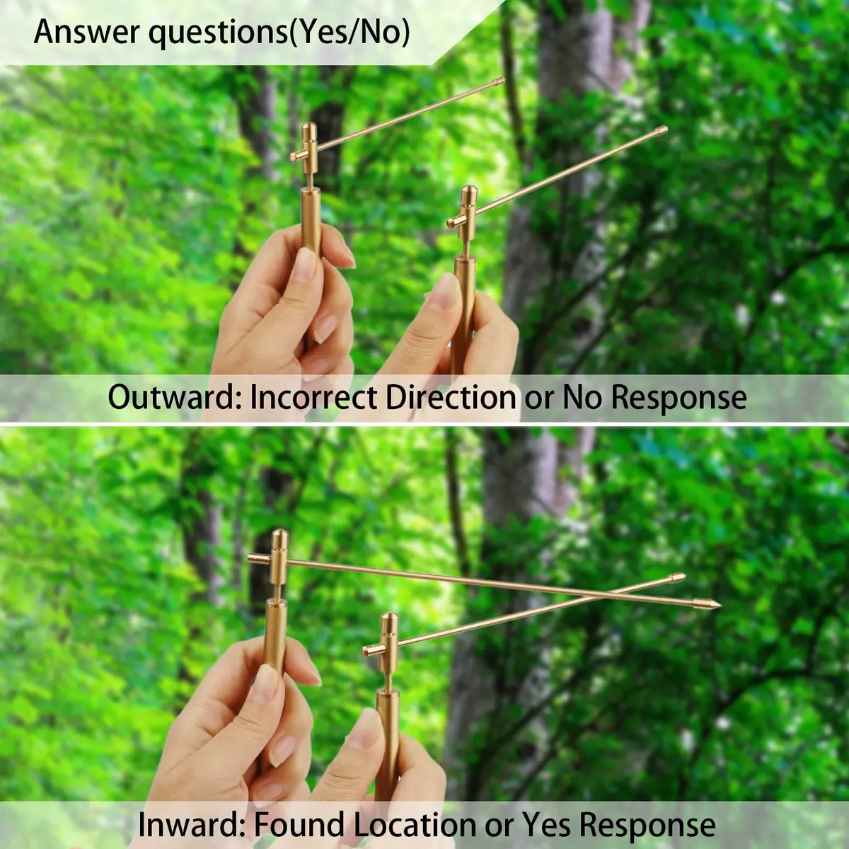 Yuepin Gold 2PCS Solid Copper Dowsing Rods with Brass Handles | Detect Water, Gold, Lost Items, Ghost Hunting - view 6