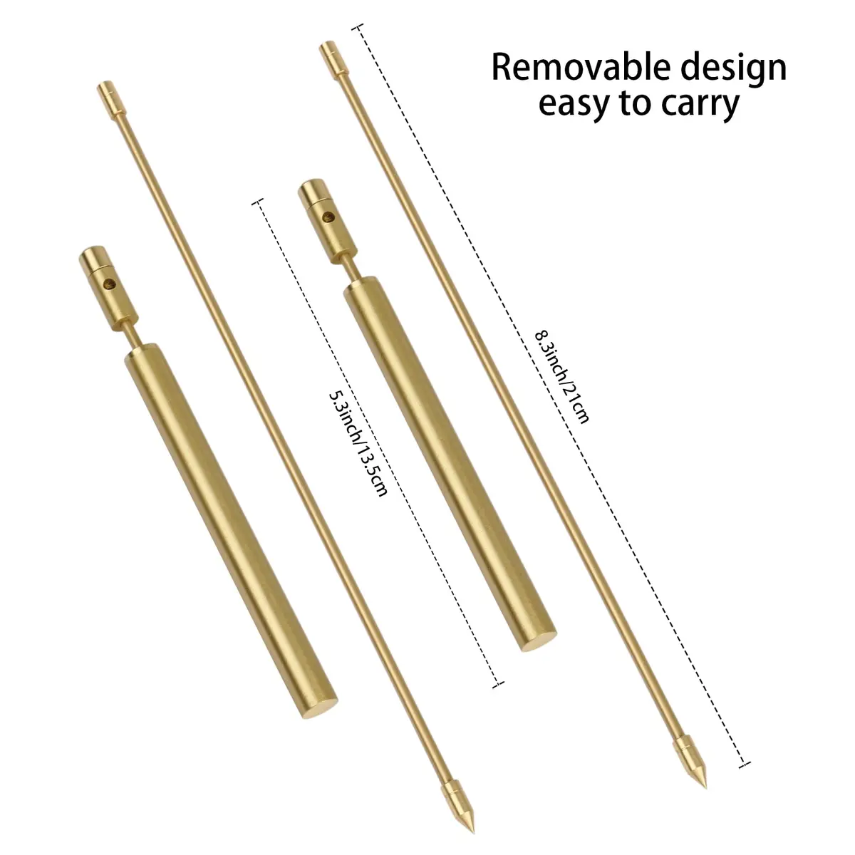 Yuepin Gold 2PCS Solid Copper Dowsing Rods with Brass Handles | Detect Water, Gold, Lost Items, Ghost Hunting - view 3