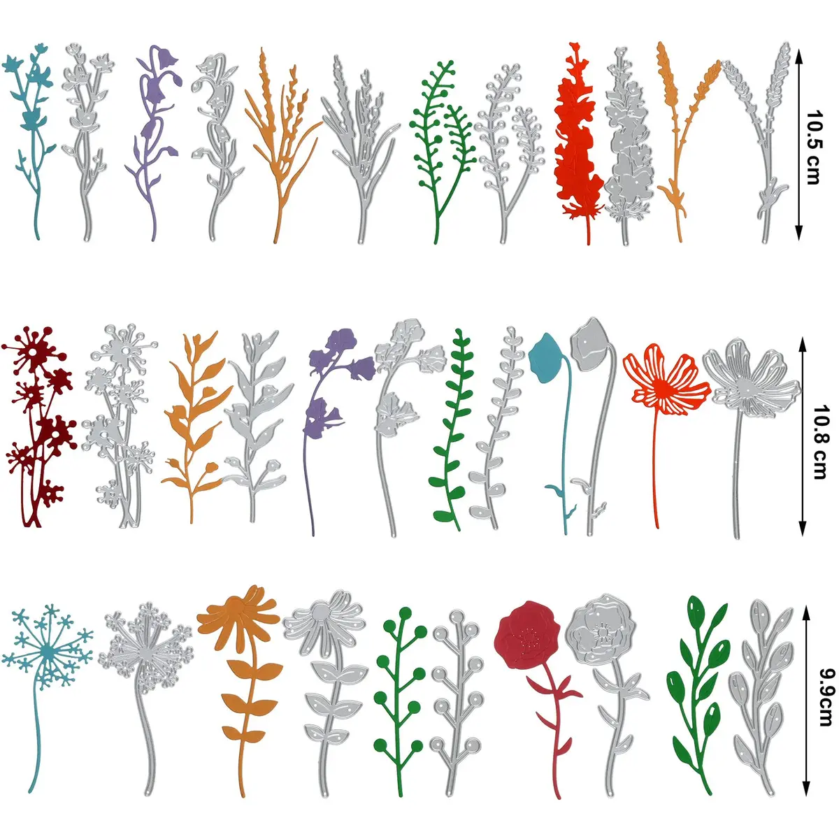 Patelai 17 Pieces Wildflower Metal Cutting Dies 4.25in x 4.13in | Elegant Flower & Leaf Shapes for Scrapbooking - view 2