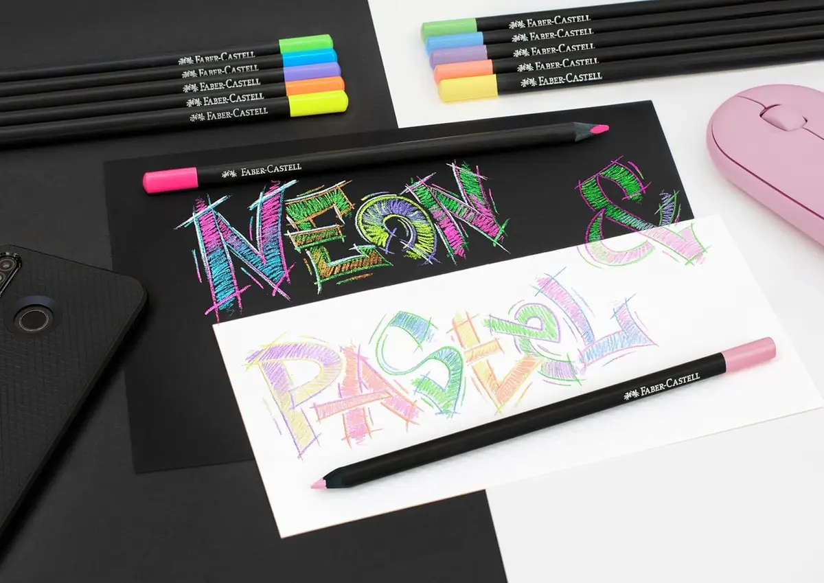 Faber-Castell Black Edition Colored Pencils, Neon & Pastel Colors | 12 Brilliant Art Pencils for Adults & Kids - view 7