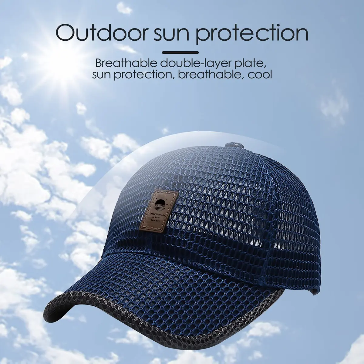 KECOP Blue Full Mesh Cooling Hat for Men & Women | 7.5 cm (3 in) Brim - view 2