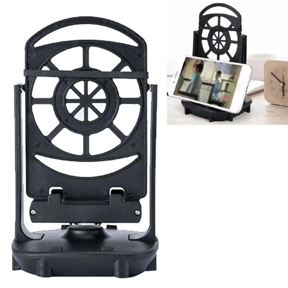 Xiaokeis Portable Electronic Device Stand Support for Dual Phones | Silent Step Counter & Holder, Black - main product image