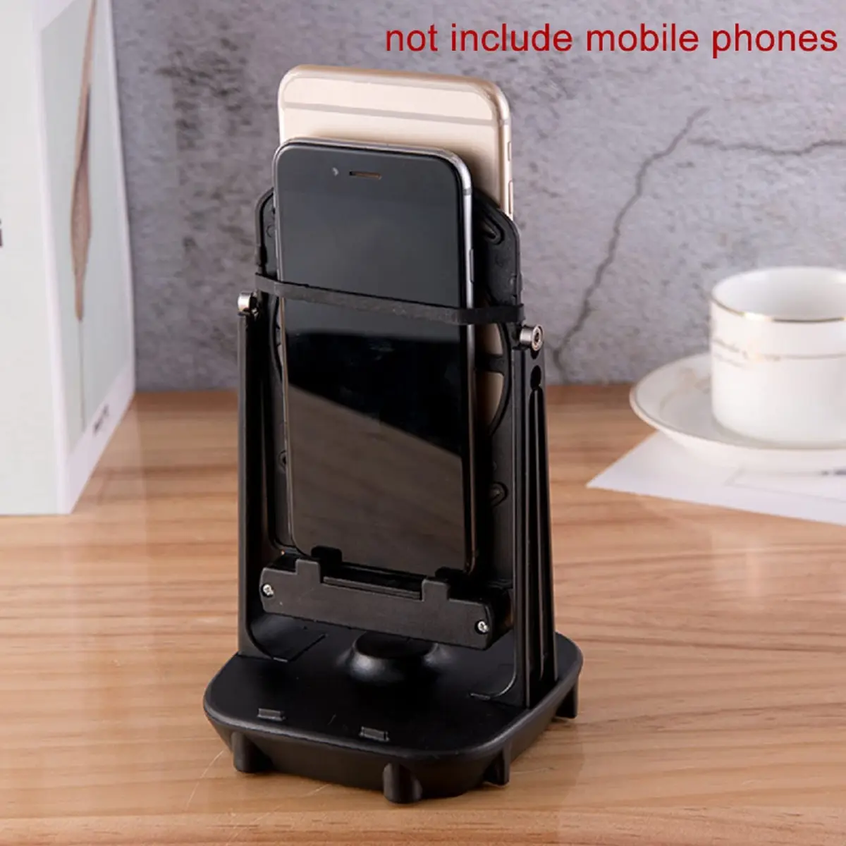 Xiaokeis Portable Electronic Device Stand Support for Dual Phones | Silent Step Counter & Holder, Black - view 3