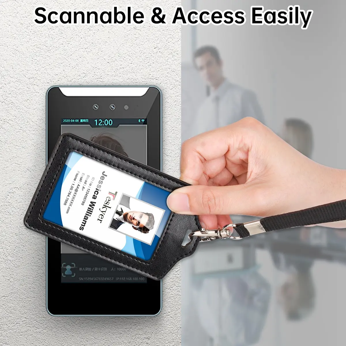 Teskyer Badge Holder with Lanyard | Double-Sided Clear ID Card Holder, Black, 2 Pack, 2.7" x 4.5" - view 3