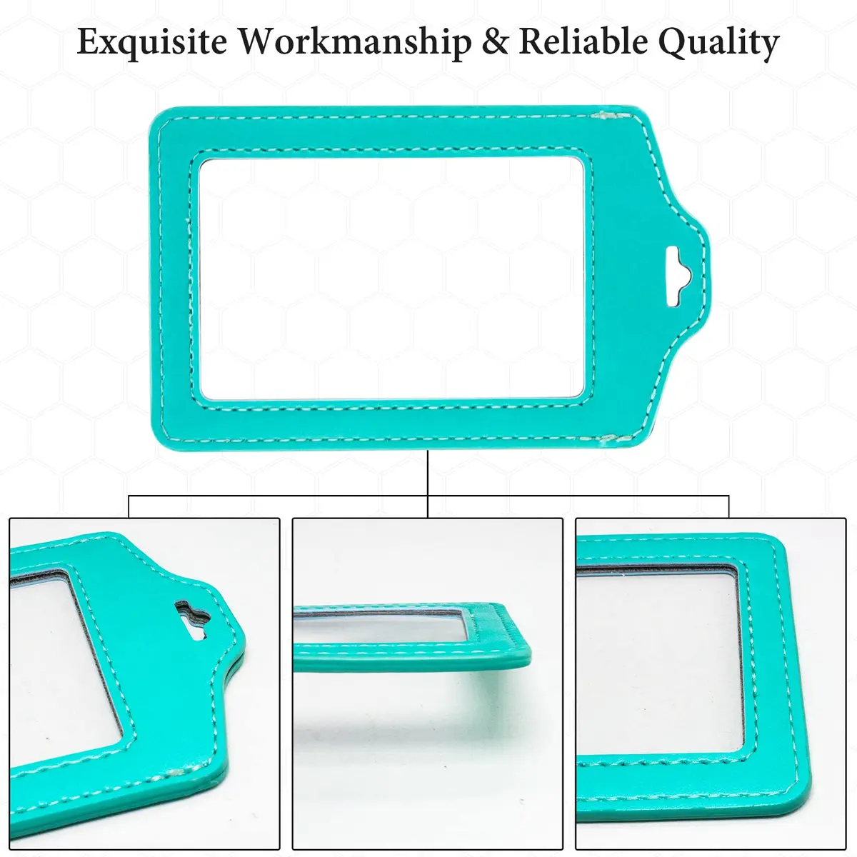 Teskyer Badge Holder with Lanyard Cyan | Double Sided Clear ID Card Holder for Work & School - view 5