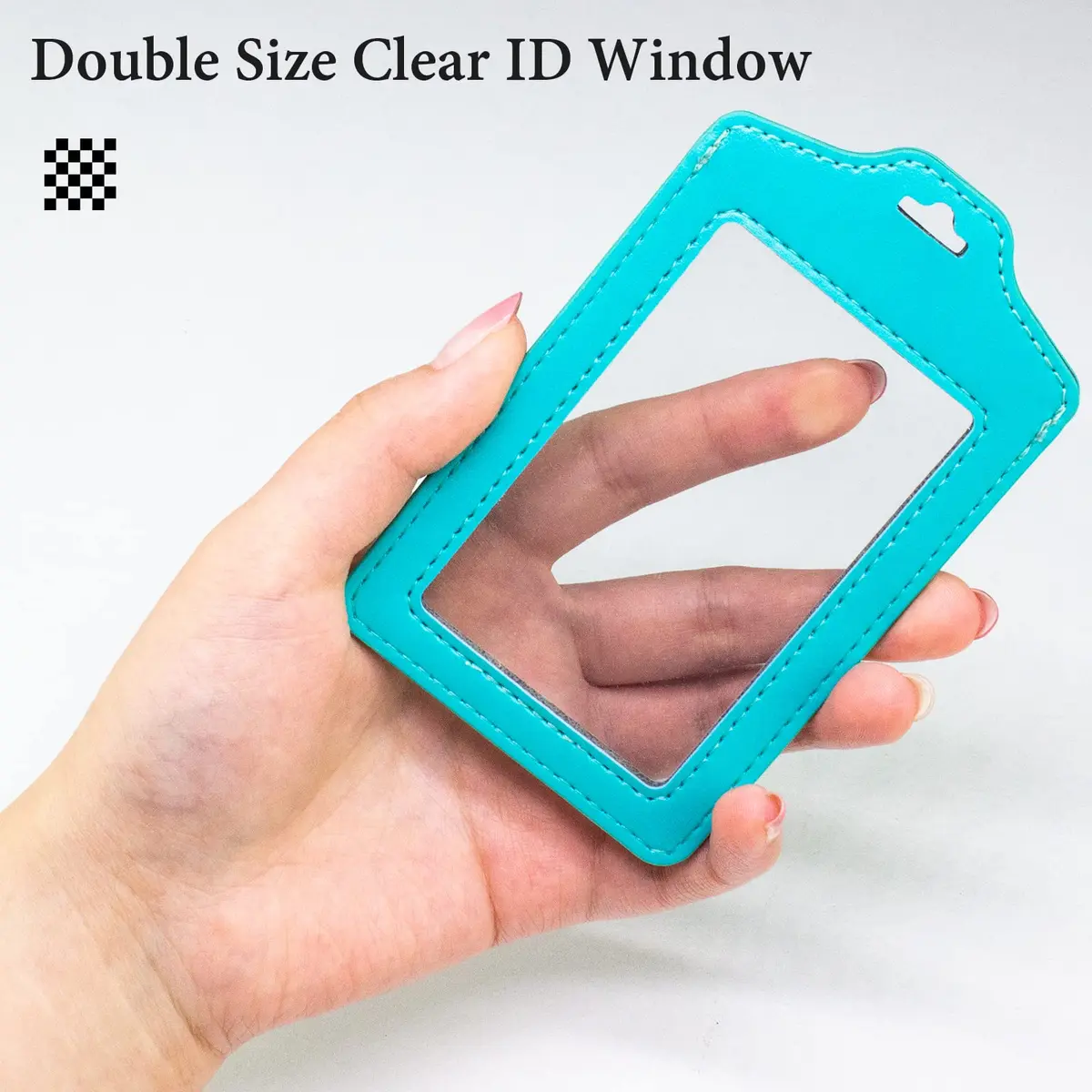 Teskyer Badge Holder with Lanyard Cyan | Double Sided Clear ID Card Holder for Work & School - view 2