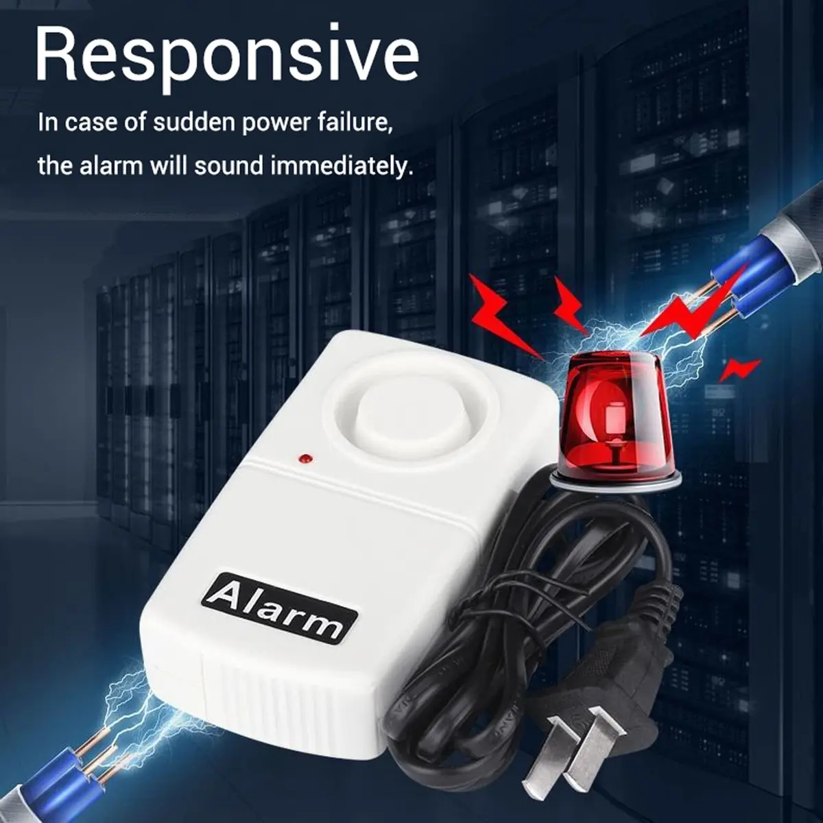 Gegong Automatic Power Failure Alarm 120dB with LED Indicator | 265V High Voltage Resistant - view 3