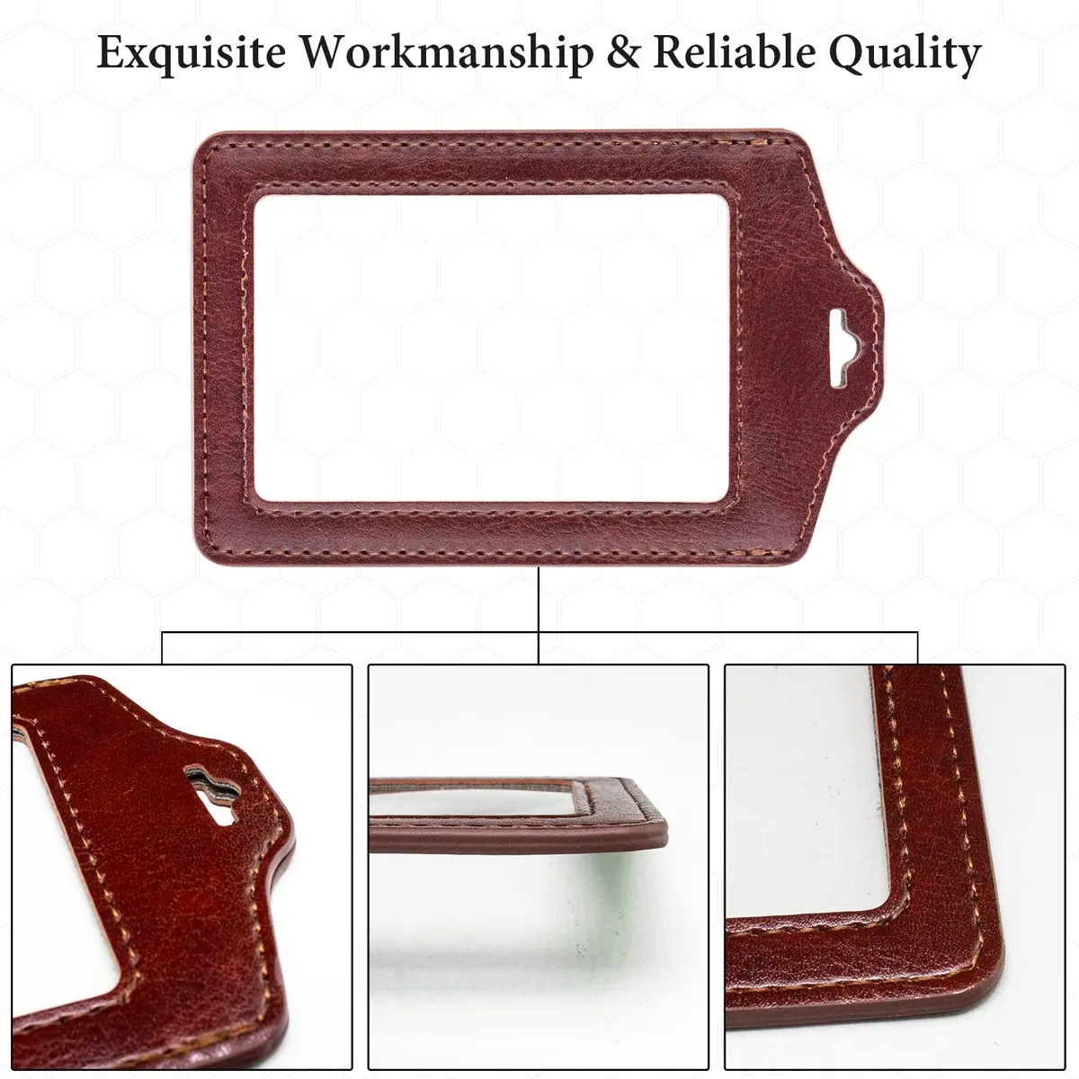 Teskyer Badge Holder with Lanyard | Double Sided Clear ID Card Holder, Brown | Professional Office & School Access - view 5