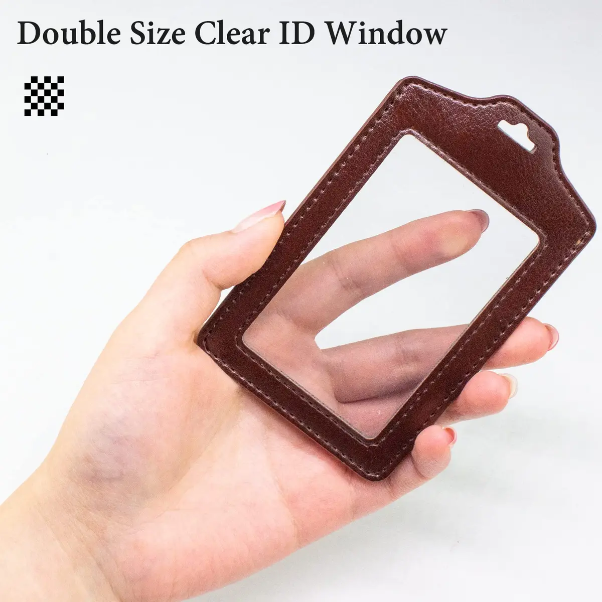Teskyer Badge Holder with Lanyard | Double Sided Clear ID Card Holder, Brown | Professional Office & School Access - view 2