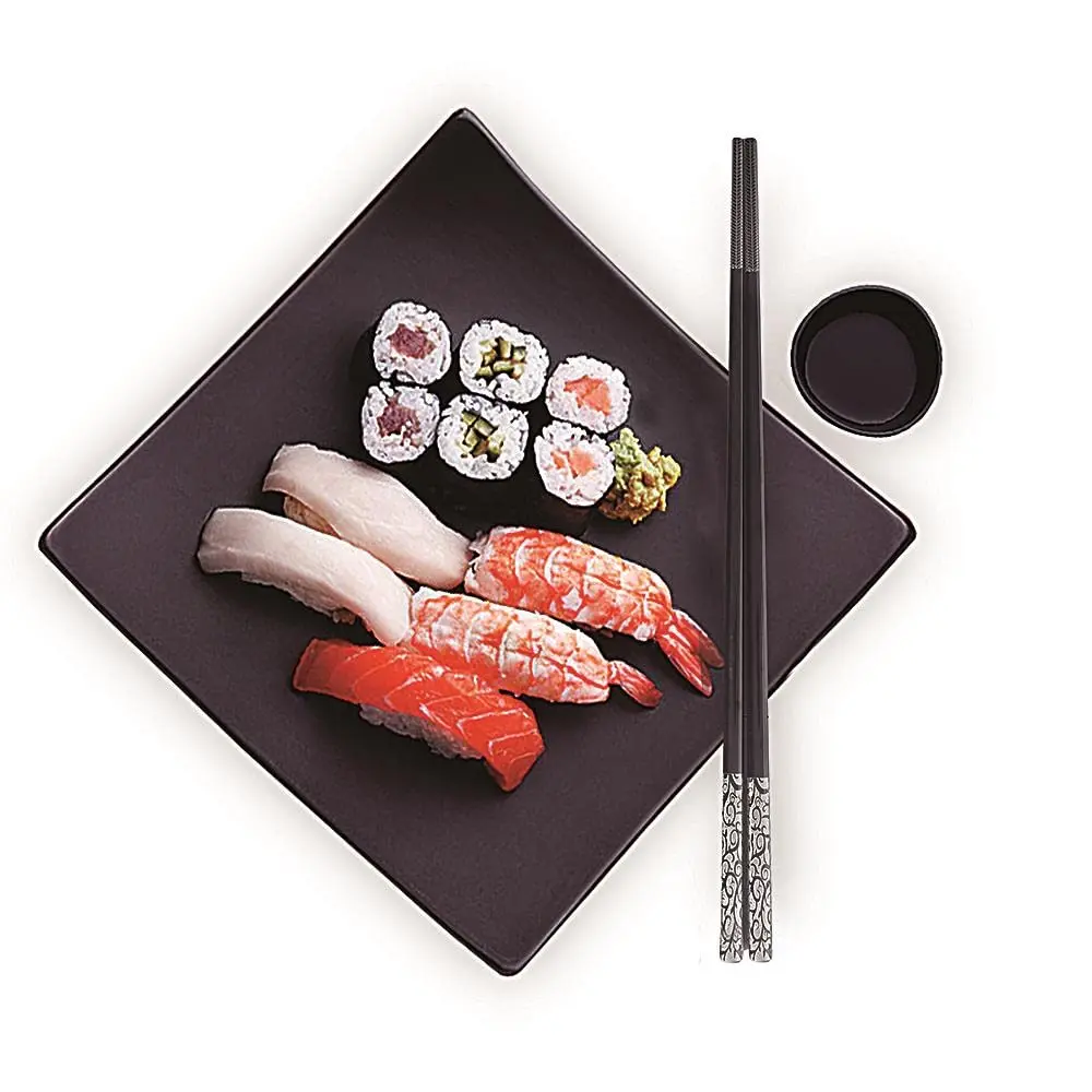 MOXILYN Metal Chopsticks Reusable Titanium Plated Stainless Steel 9.25 inch | Non-Slip for Beginners Gift Set - view 7