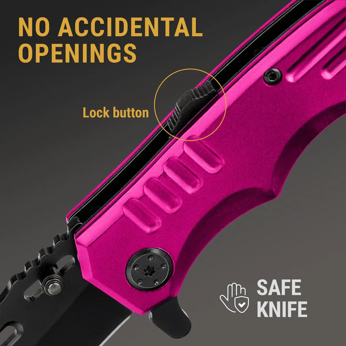 Grand Way Safety Lock Pocket Knife for Women - Pink Folding Knife | Self Defense & Food Prep - view 2