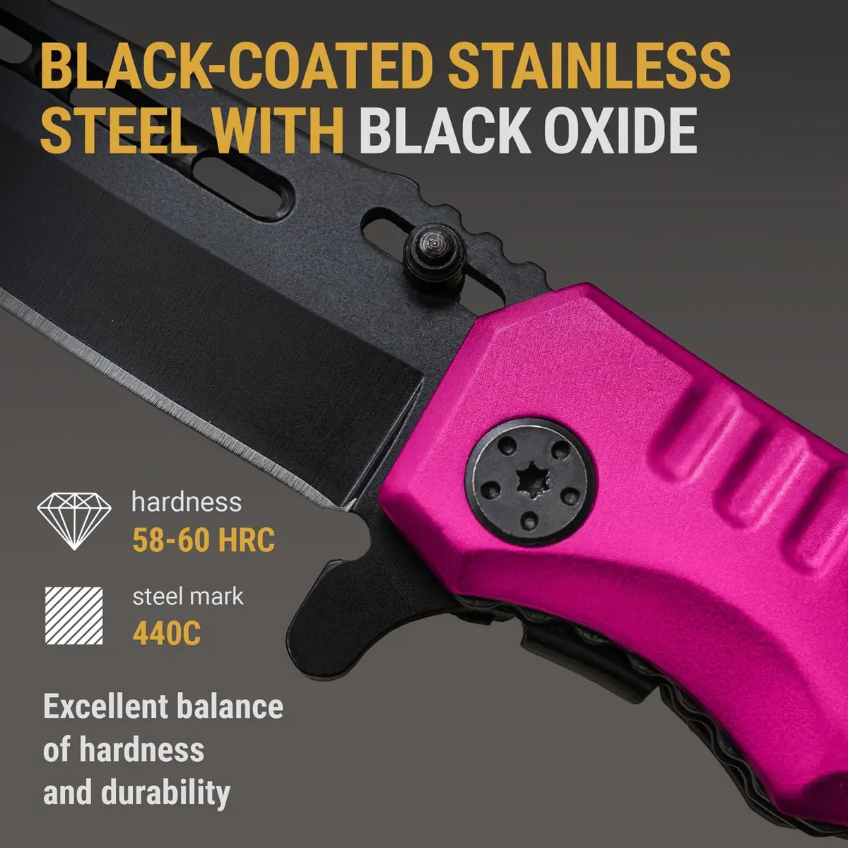 Grand Way Safety Lock Pocket Knife for Women - Pink Folding Knife | Self Defense & Food Prep - view 3