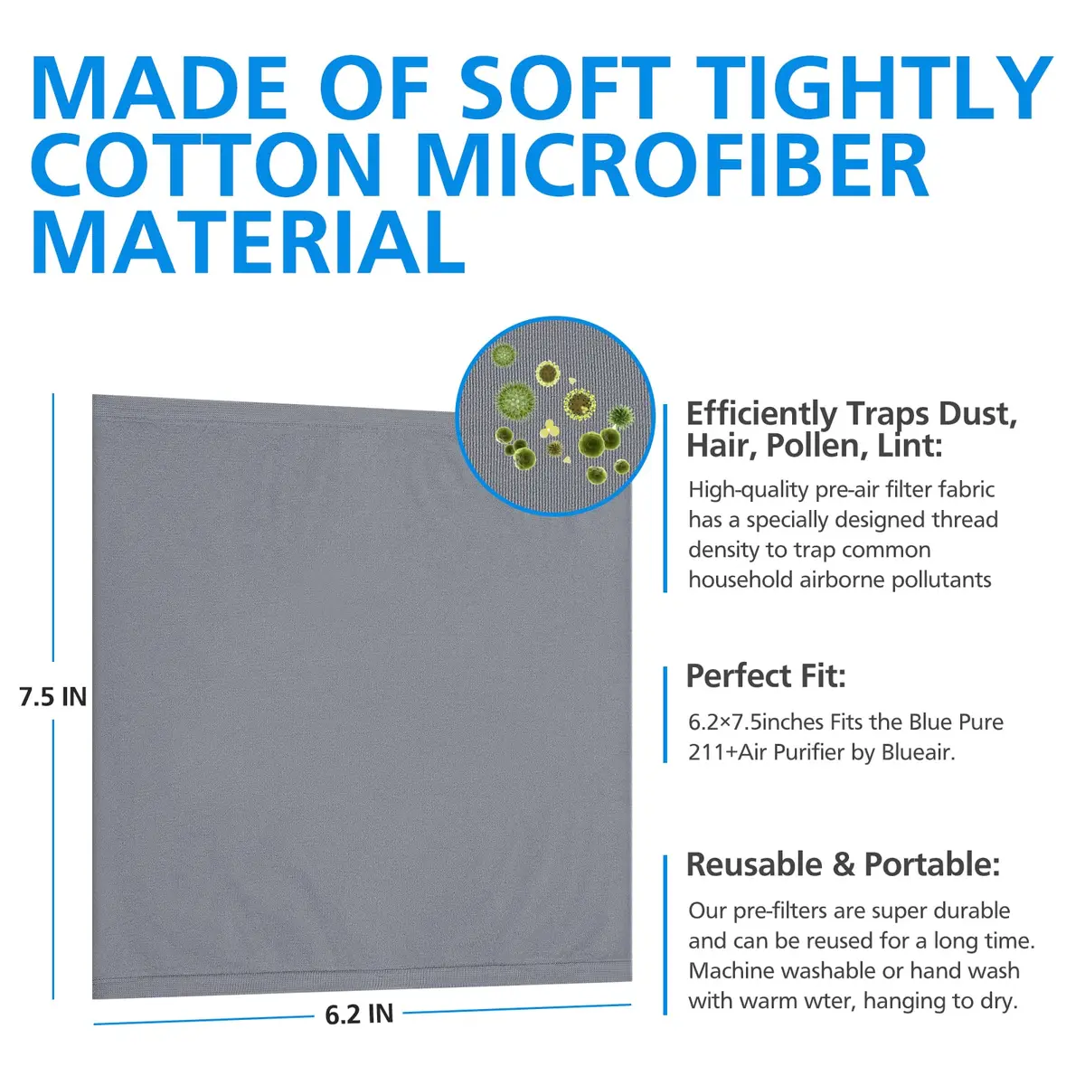 Cabiclean 4 Pack 211+ Replacement Washable Pre-Filters | 15.7cm x 20.5cm x 1.3cm (6.2 x 7.5 x 0.5 inches) - view 6