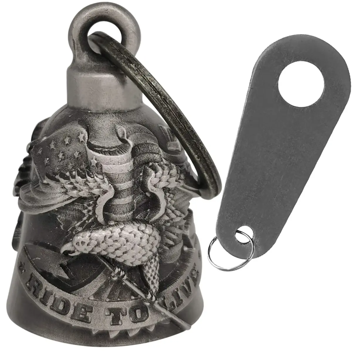 Dream Apparel "Ride to Live" Guardian Angel Motorcycle Bell Keychain - main product image