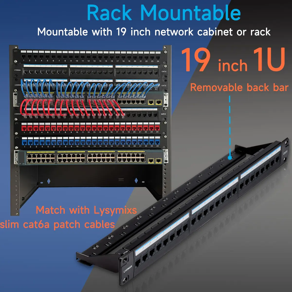 Lysymixs 24 Port RJ45 Patch Panel Cat6 Feed Through | 10Gbps Performance, Easy Install - view 6