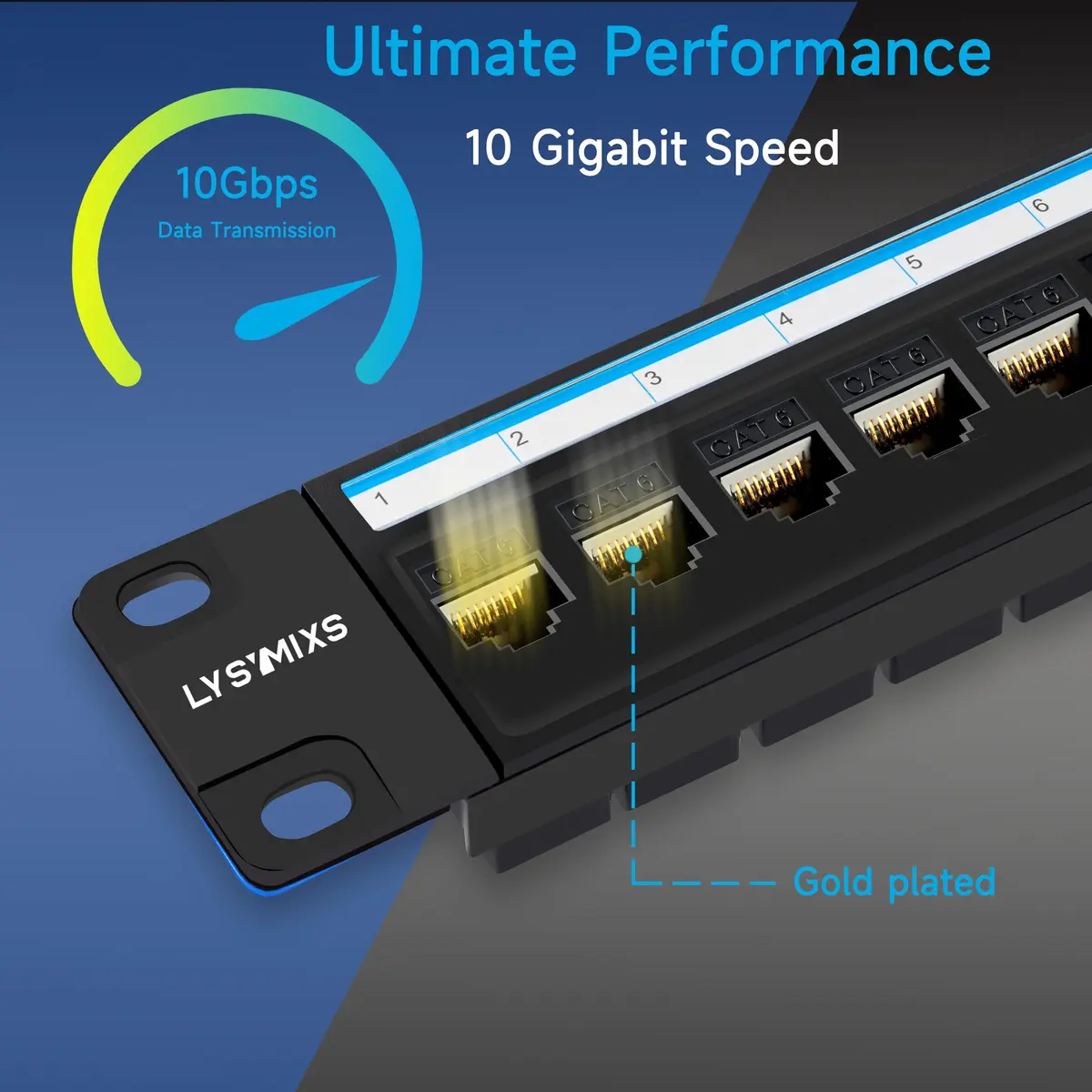 Lysymixs 24 Port RJ45 Patch Panel Cat6 Feed Through | 10Gbps Performance, Easy Install - view 2