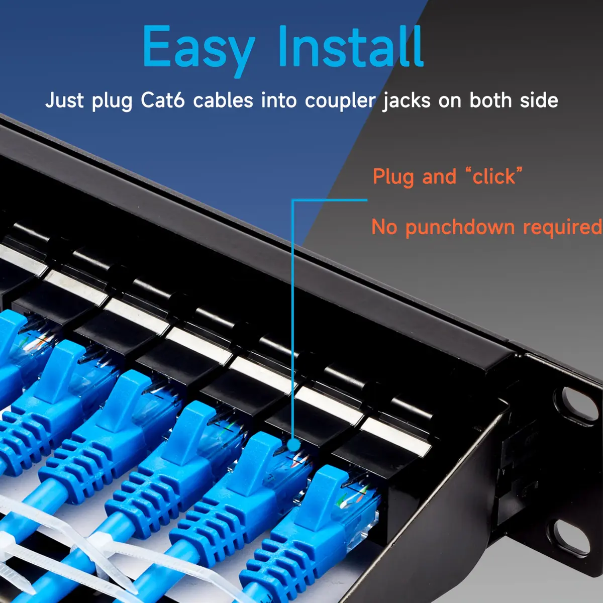 Lysymixs 24 Port RJ45 Patch Panel Cat6 Feed Through | 10Gbps Performance, Easy Install - view 3