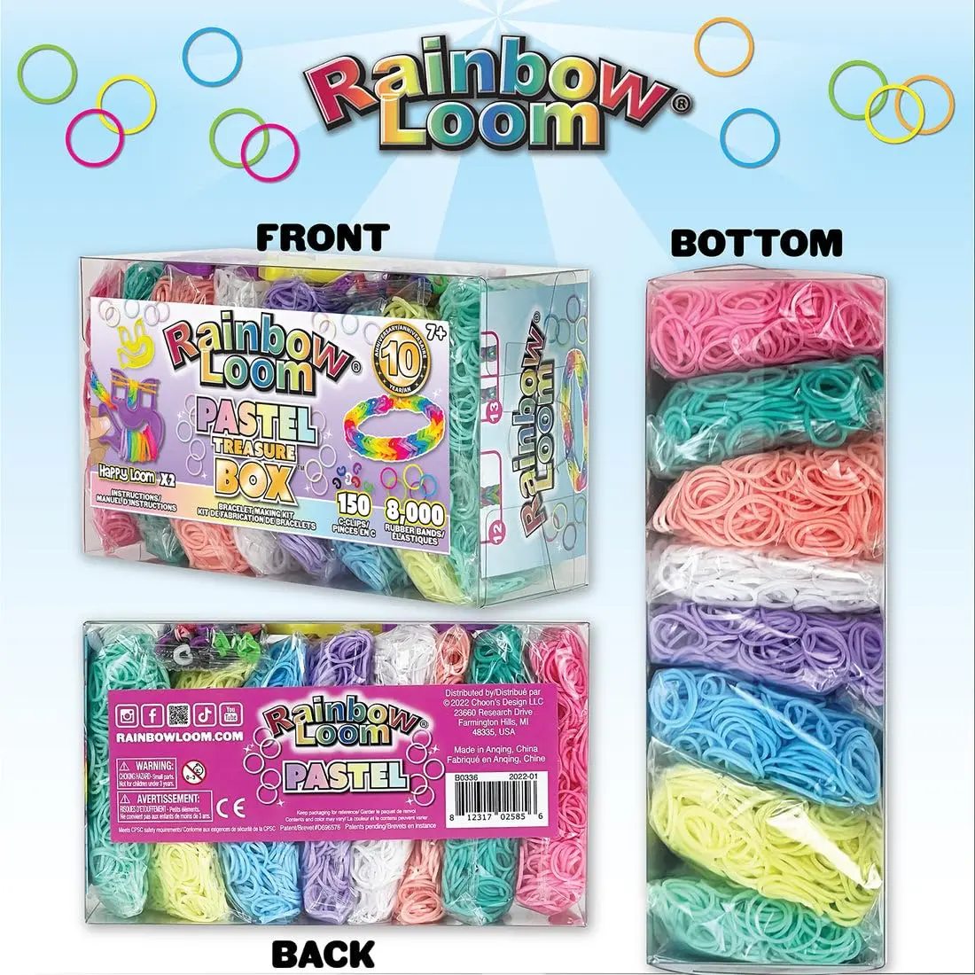 Rainbow Loom Treasure Box Pastel Edition - 8,000 Rubber Bands & 2 Happy Looms | Art Craft Kit for Ages 7+ - view 2