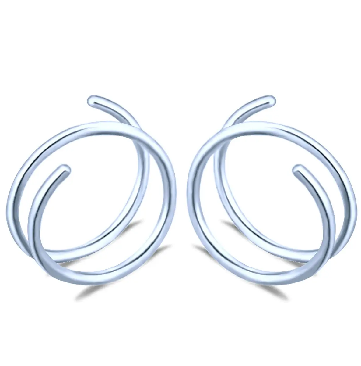 Tanreeqee 18G Double Nose Ring for Single Piercing | Stainless Steel Spiral Hoops for Women Men (D silver) - main product image