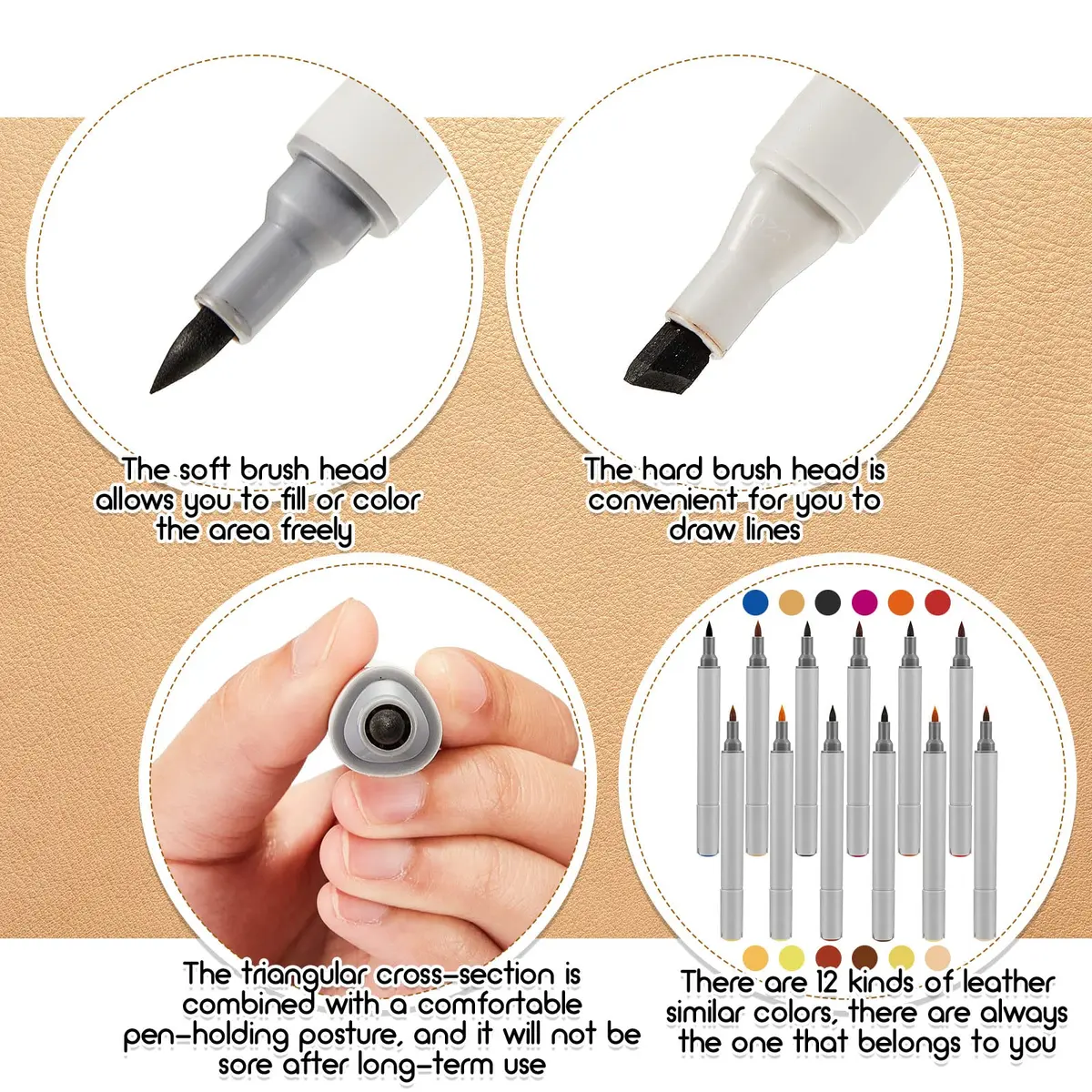 Teling Leather Dye Marker Pens 12 Pack Dual Tips | Shoe & Leather Repair - view 4