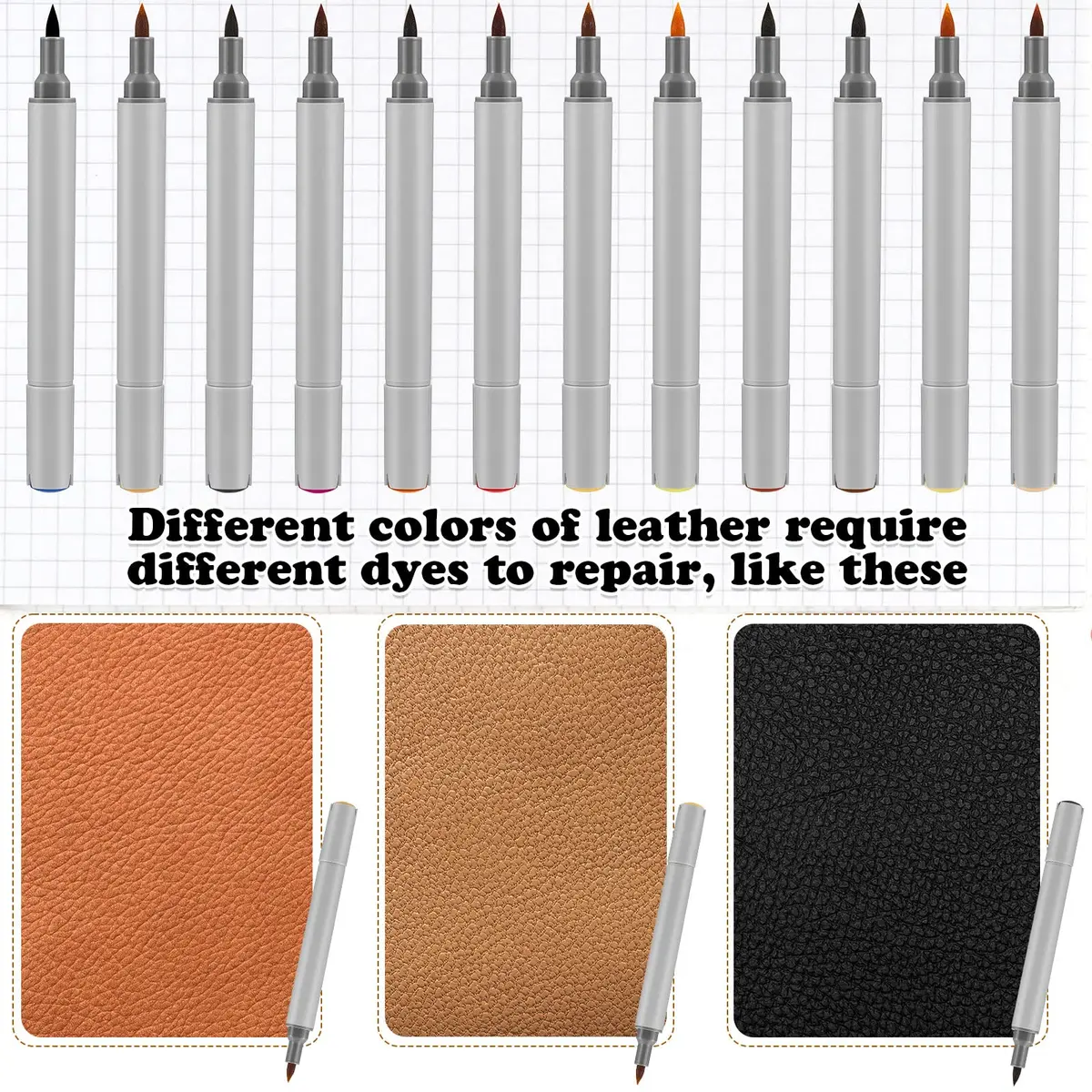 Teling Leather Dye Marker Pens 12 Pack Dual Tips | Shoe & Leather Repair - view 5