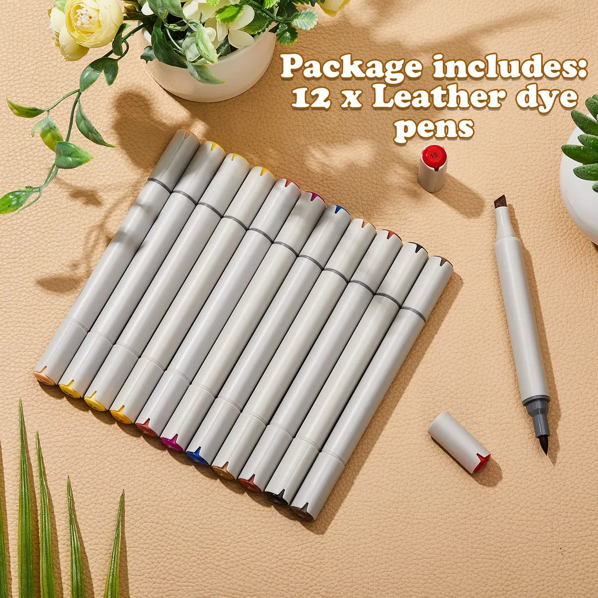Teling Leather Dye Marker Pens 12 Pack Dual Tips | Shoe & Leather Repair - view 3