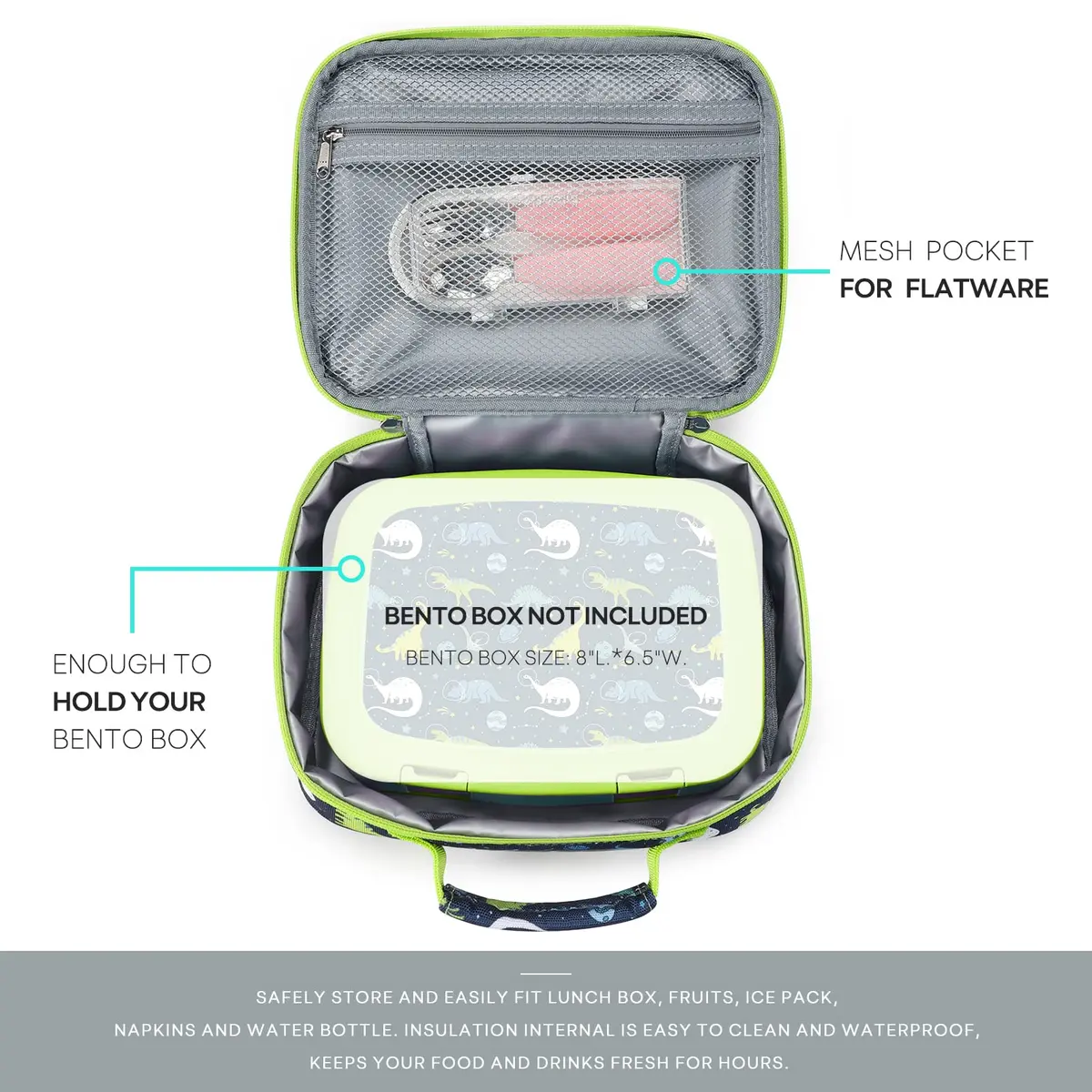 mibasies Kids Lunch Box Galaxy Dinosaur | Insulated Lunch Bag for School & Kindergarten - view 2