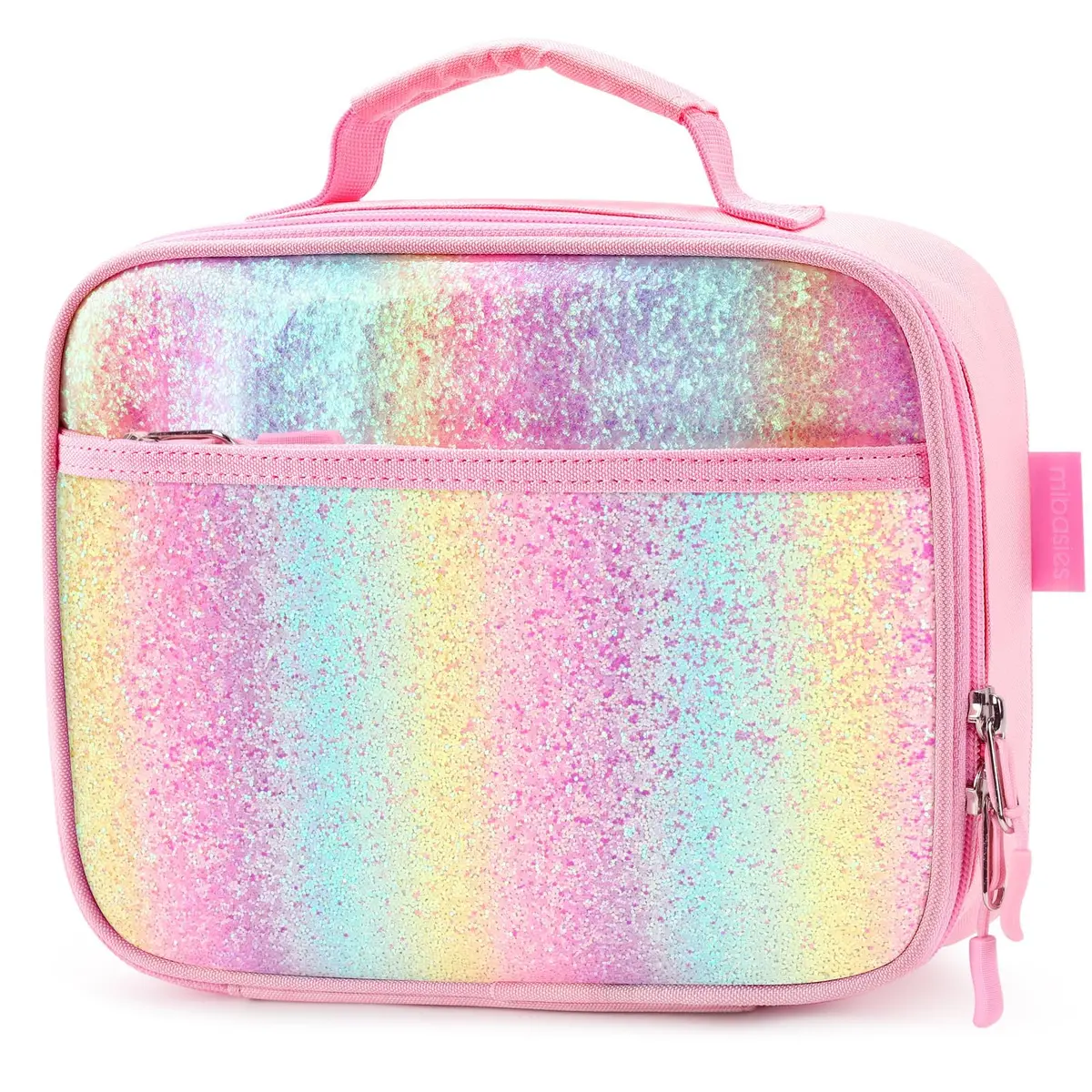 mibasies Kids Lunch Box for Girls, Pink Blue Rainbow Pattern | Insulated Lunch Bag School Kindergarten - main product image