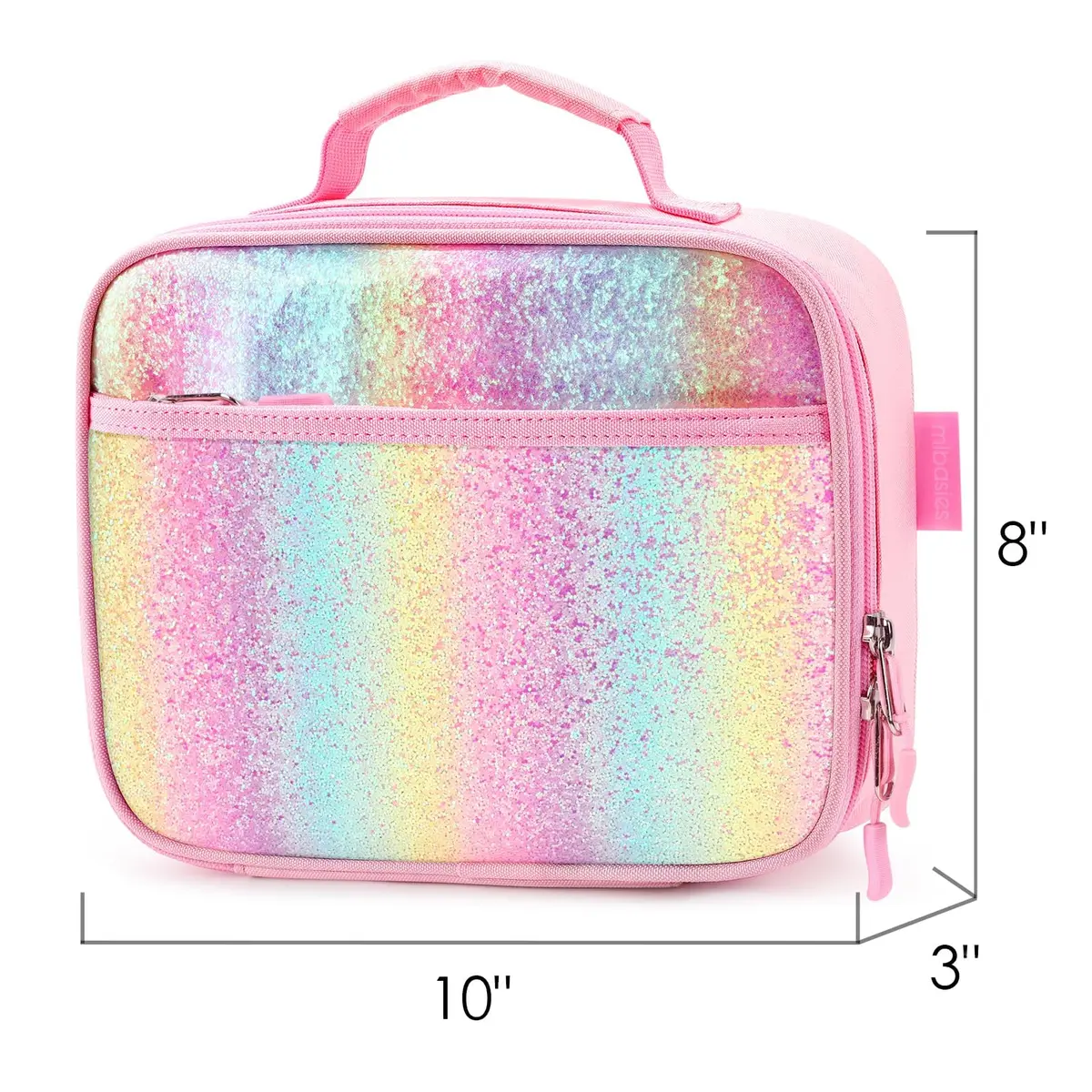 mibasies Kids Lunch Box for Girls, Pink Blue Rainbow Pattern | Insulated Lunch Bag School Kindergarten - view 2