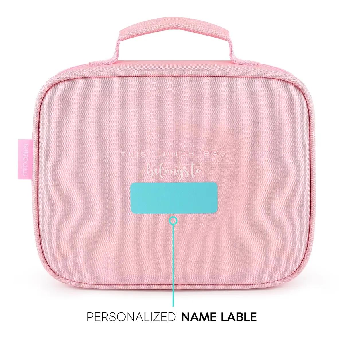 mibasies Kids Lunch Box for Girls, Pink Blue Rainbow Pattern | Insulated Lunch Bag School Kindergarten - view 4