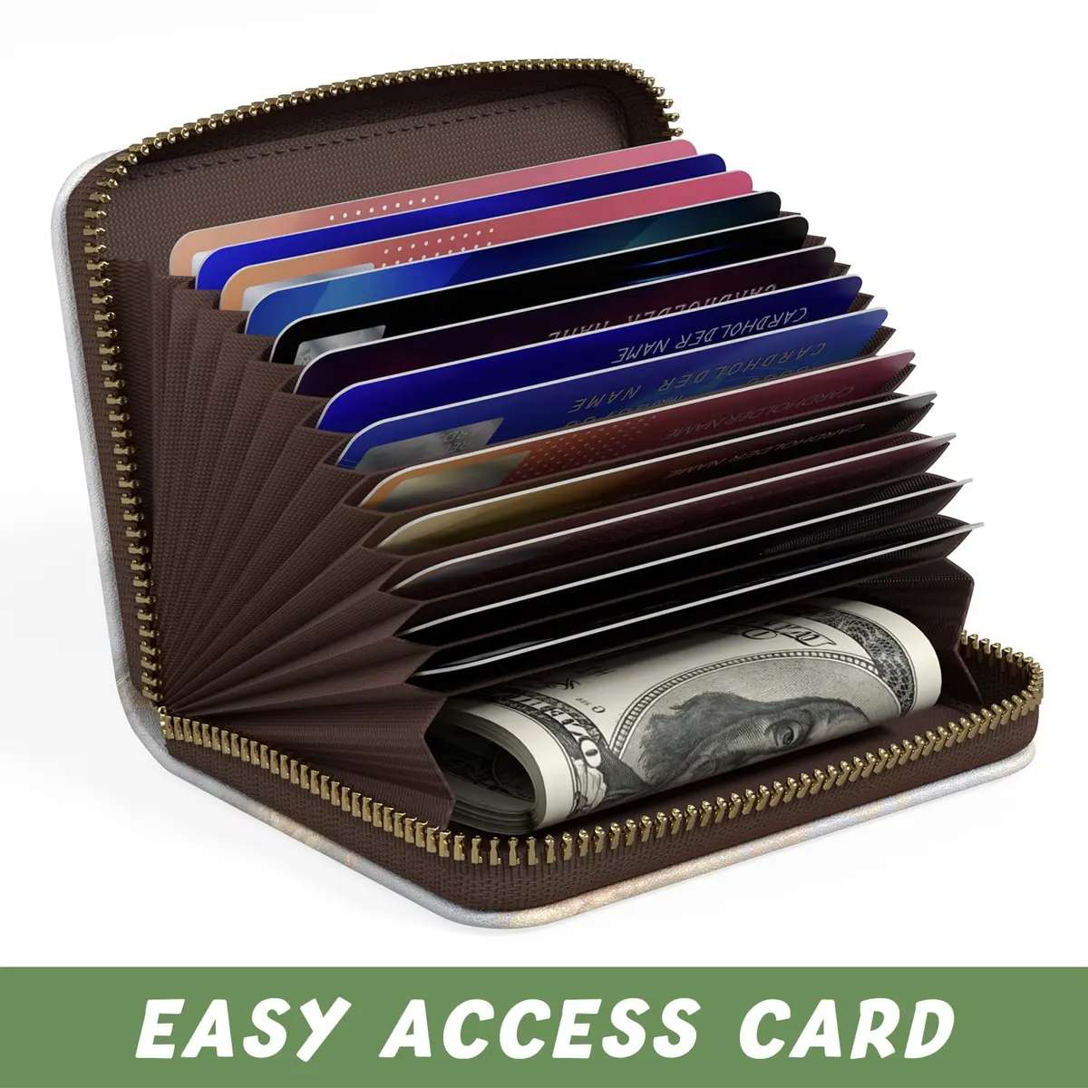 Aiawoxc Credit Card Holder for Women, Slim RFID Leather Wallet, Small Card & Cash Organizer - view 5