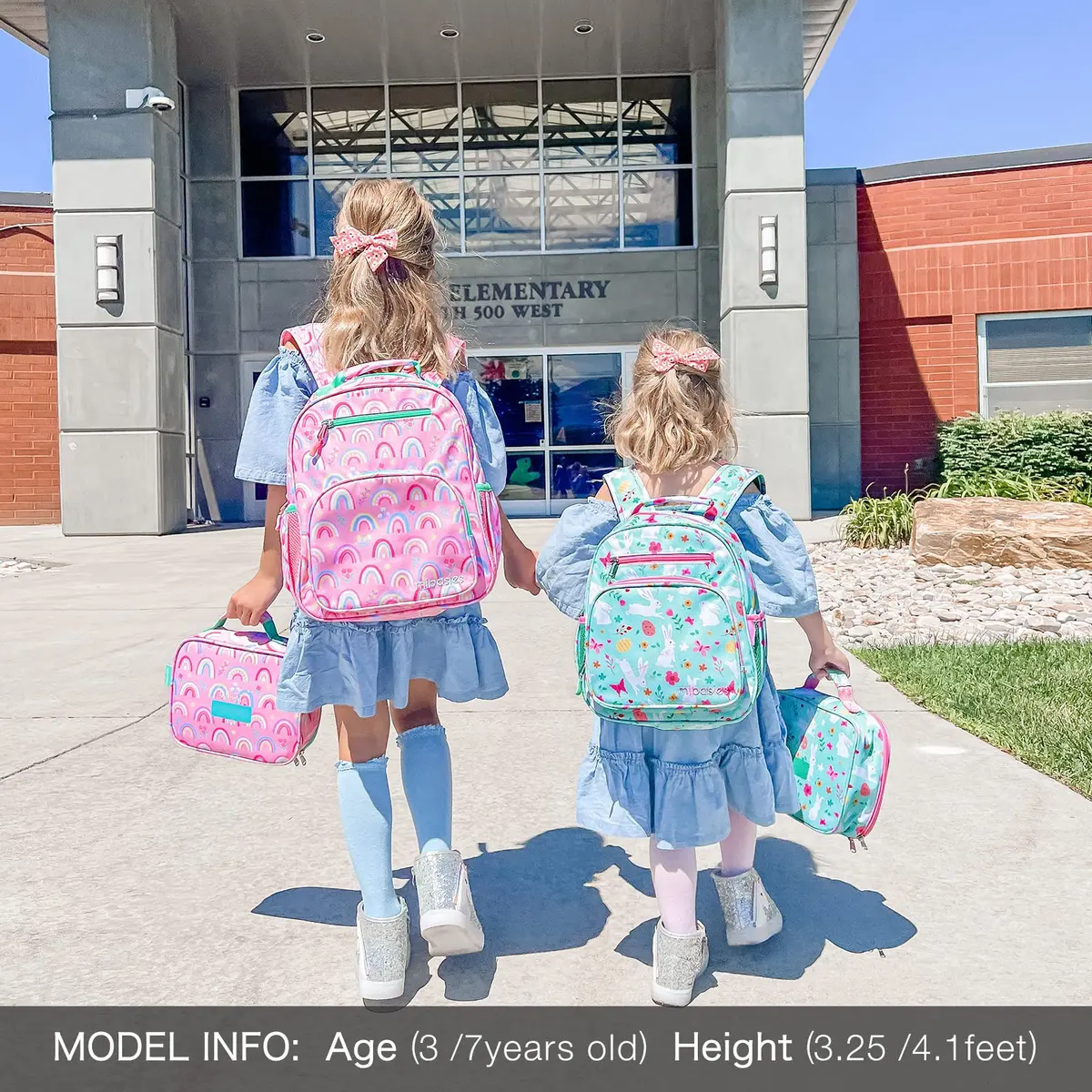 mibasies Kids Lunch Box for Girls, Insulated Lunch Bag School Kindergarten Rabbit Mint Green | Durable & Easy-Clean - view 7