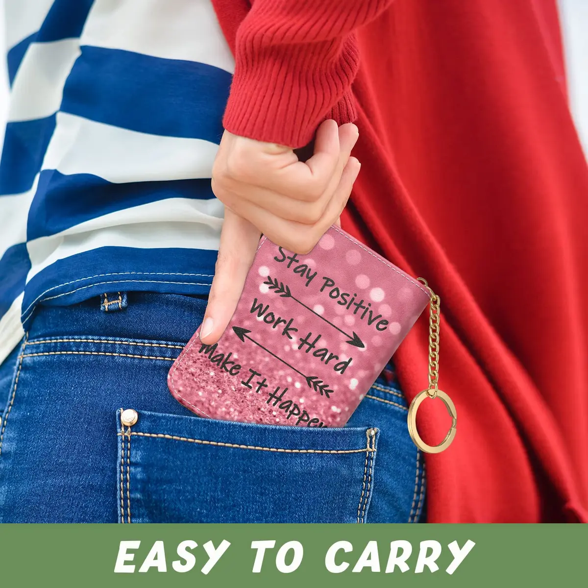 Aiawoxc Credit Card Holder for Women, Small RFID Wallet Leather Card Case | Slim, Zipper & Keychain - view 7