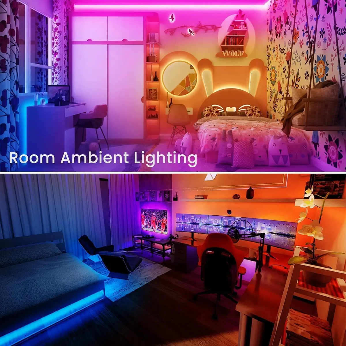 TJOY 130ft Bluetooth LED Strip Lights | RGB Color Changing, Music Sync, App Control, Indoor Use - view 5