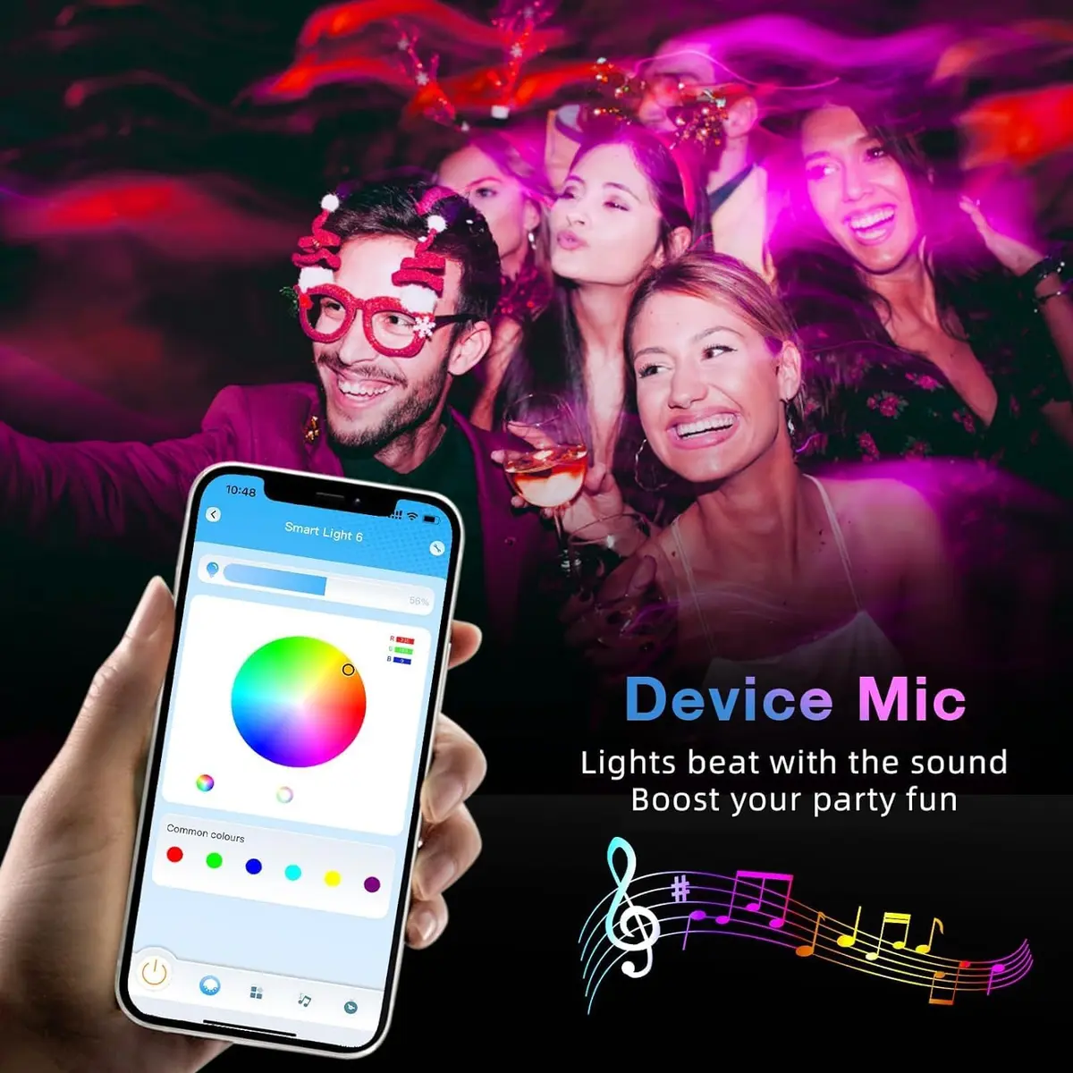 TJOY 130ft Bluetooth LED Strip Lights | RGB Color Changing, Music Sync, App Control, Indoor Use - view 3
