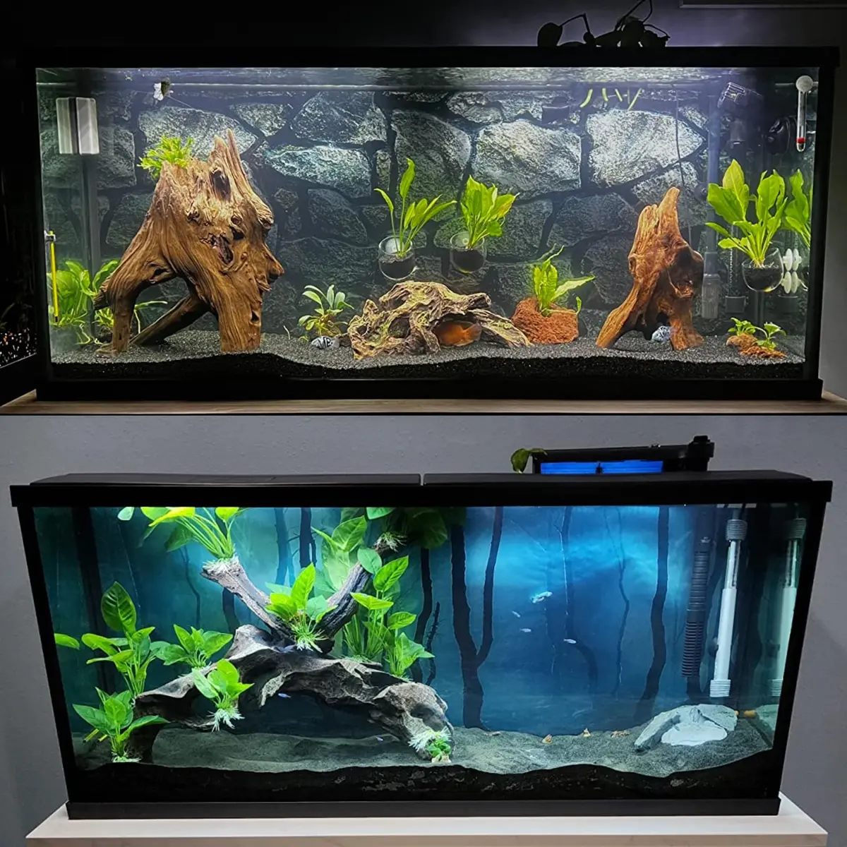 ELEBOX Fish Backgrounds Paper 19" x 48" | 3D Stone & Trees Aquarium Decor - view 6