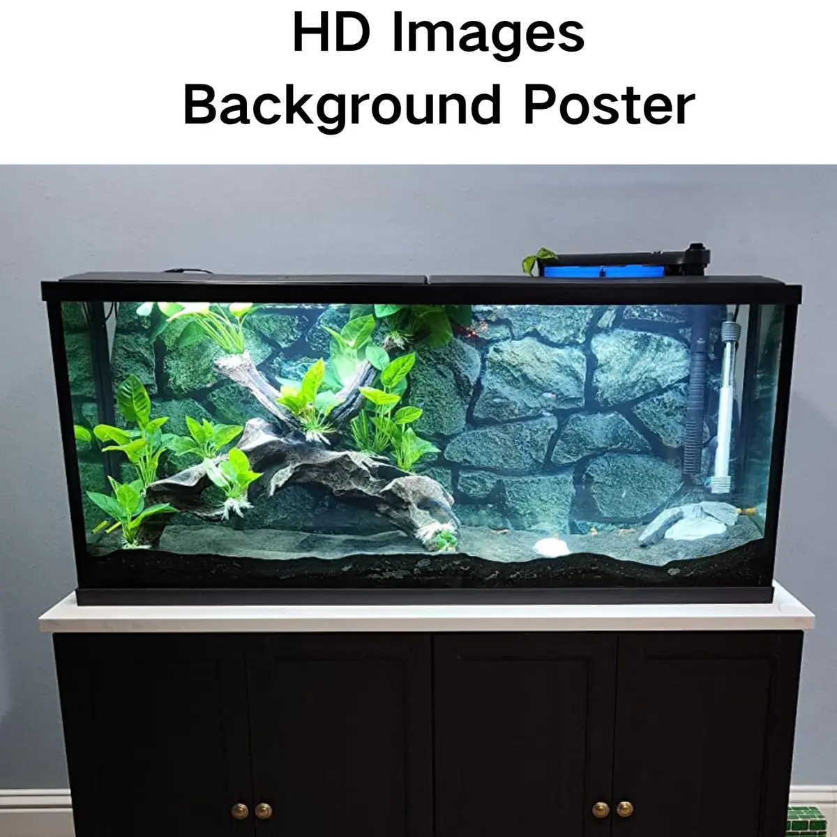 ELEBOX Fish Backgrounds Paper 19" x 48" | 3D Stone & Trees Aquarium Decor - view 4