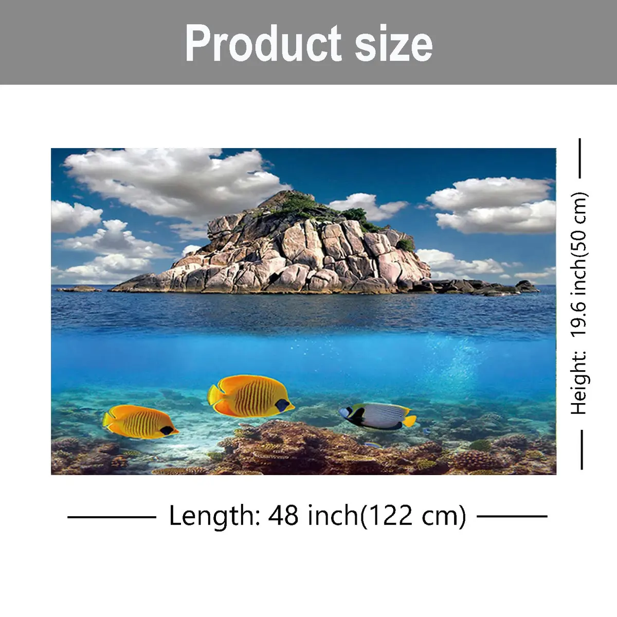 ELEBOX 3D Aquarium Background Double Sides Fish Tank Wallpaper 19.5"x48" | Realistic Underwater Scene with Depth - view 4
