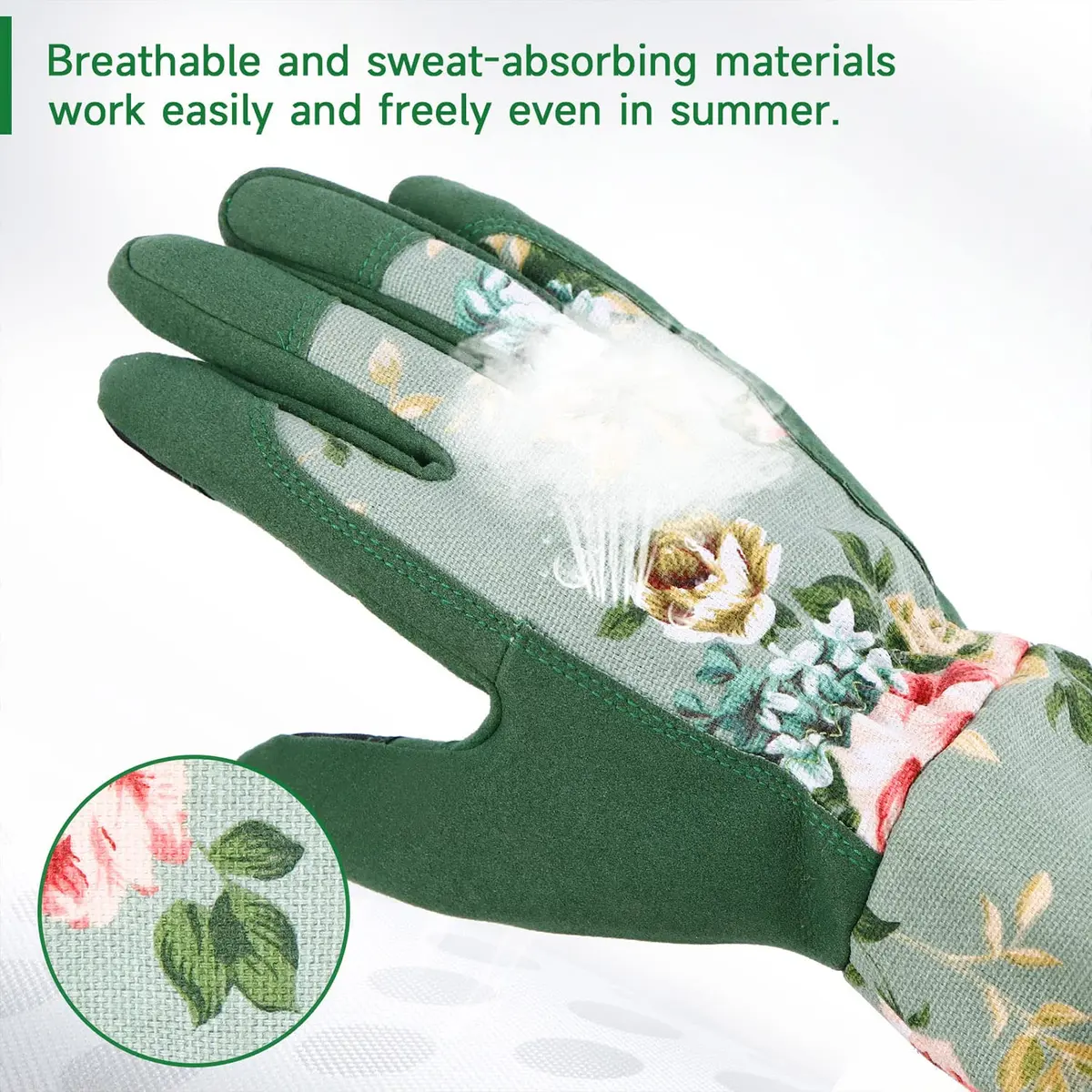WANCHI Women's Small Gardening Gloves,Long Sleeve Protective Gloves,Green - view 7