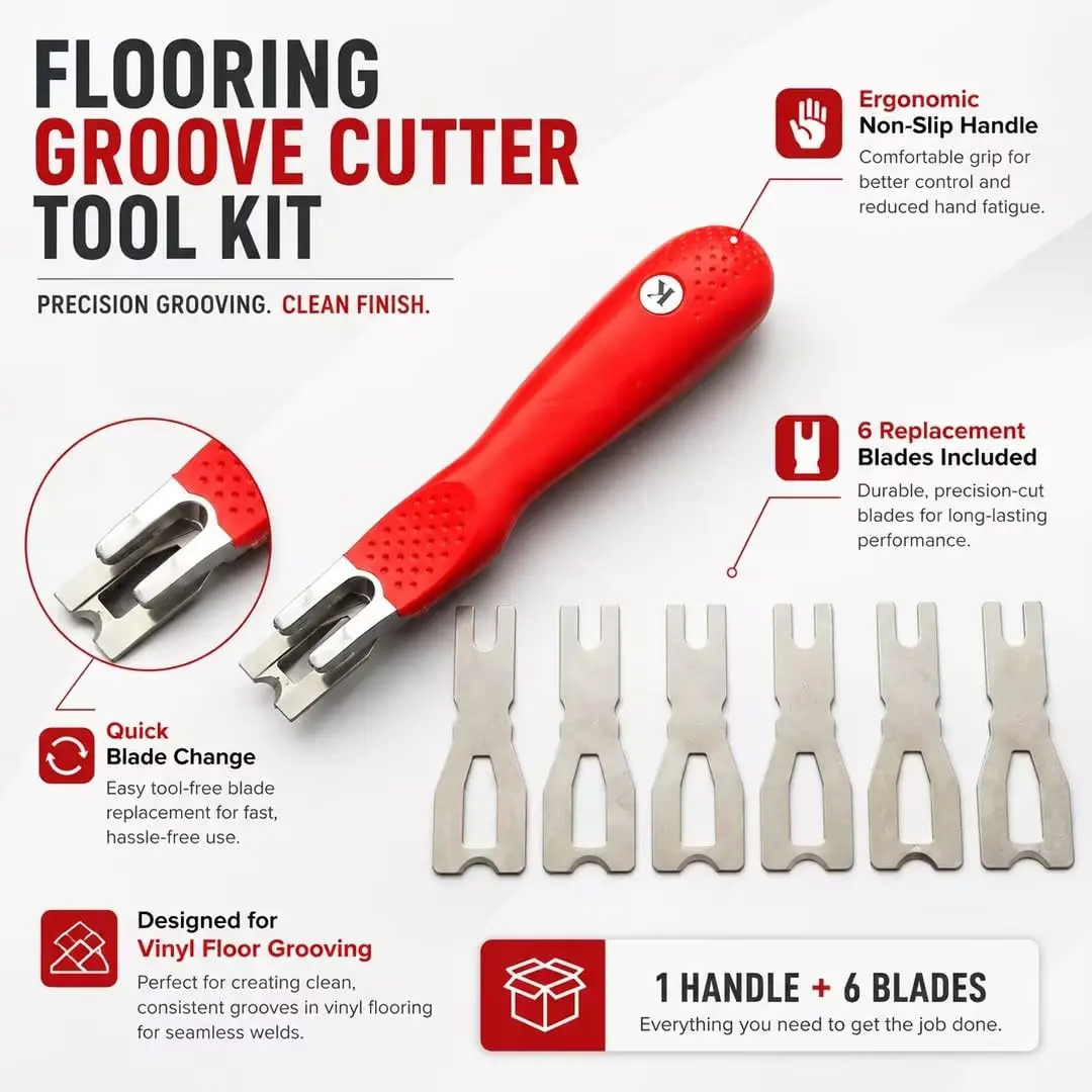 JIADING Vinyl Flooring Welding Cutting Blades Tool Floor Carpet Trimming Skiving Kit 18cm | Ergonomic Stainless Steel - view 2