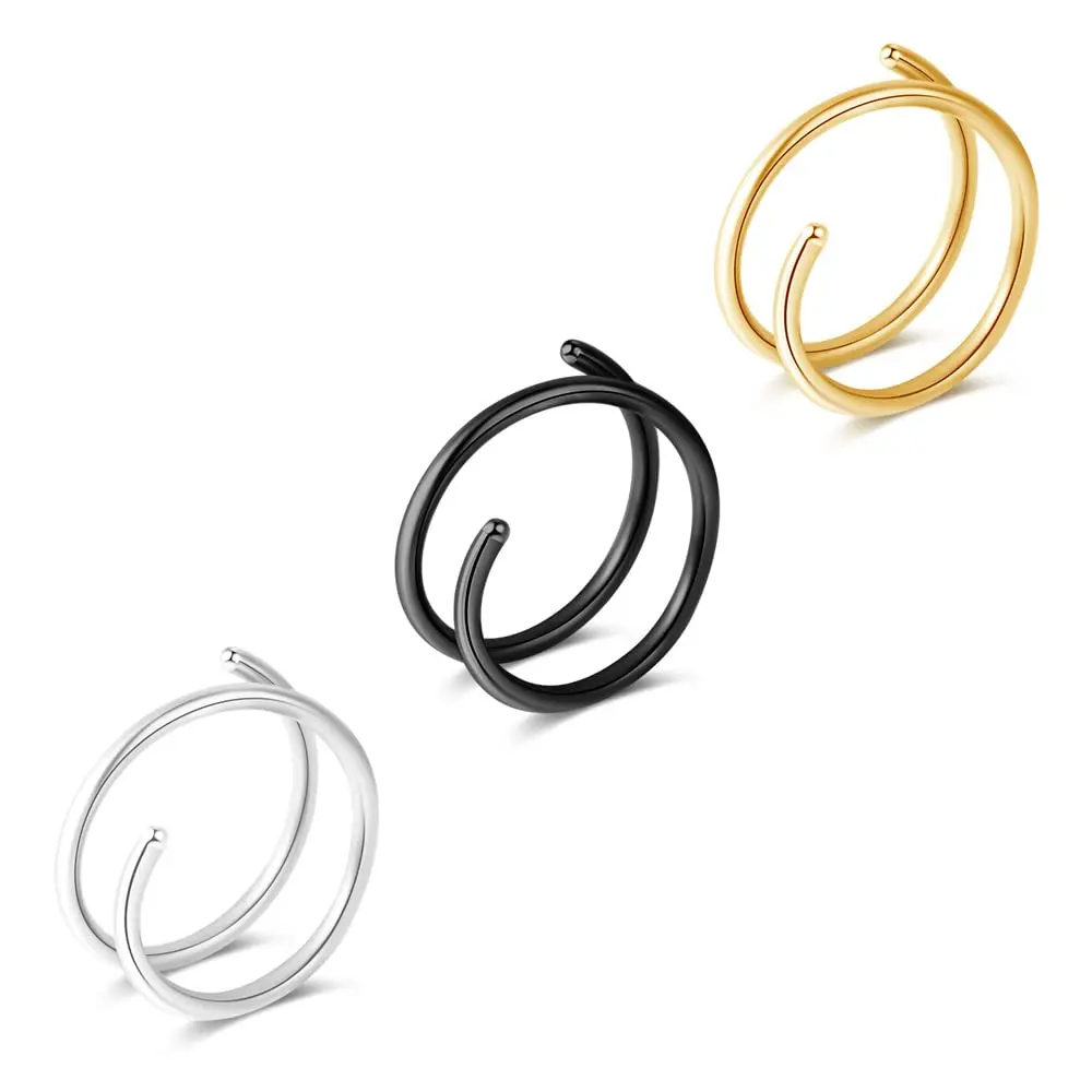 Fzroezz Double Hoop Nose Ring for Single Piercing | Hypoallergenic Surgical Steel 20G 8mm - main product image